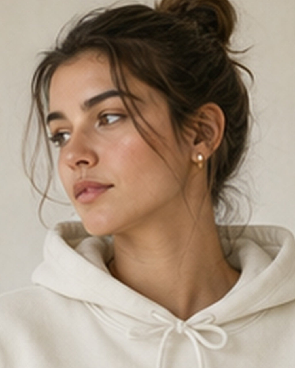 The Typese ESFP Gildan hoodie in white, hood detail