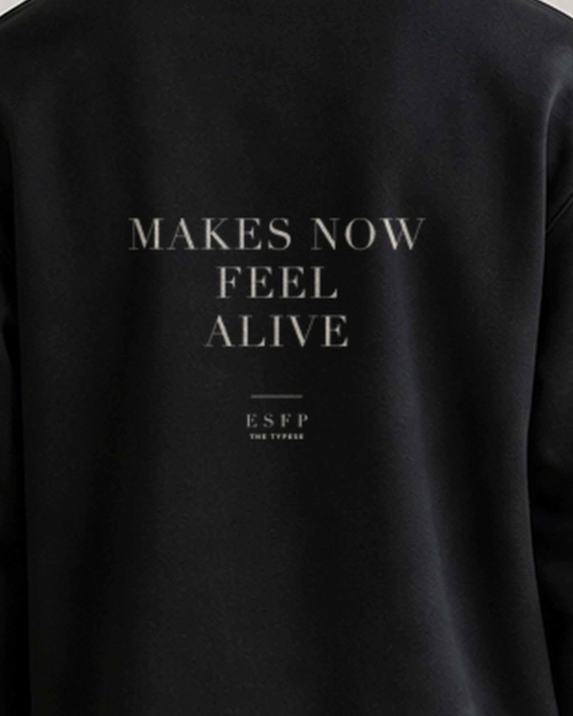 The Typese ESFP Gildan crewneck sweatshirt in black, male back print close