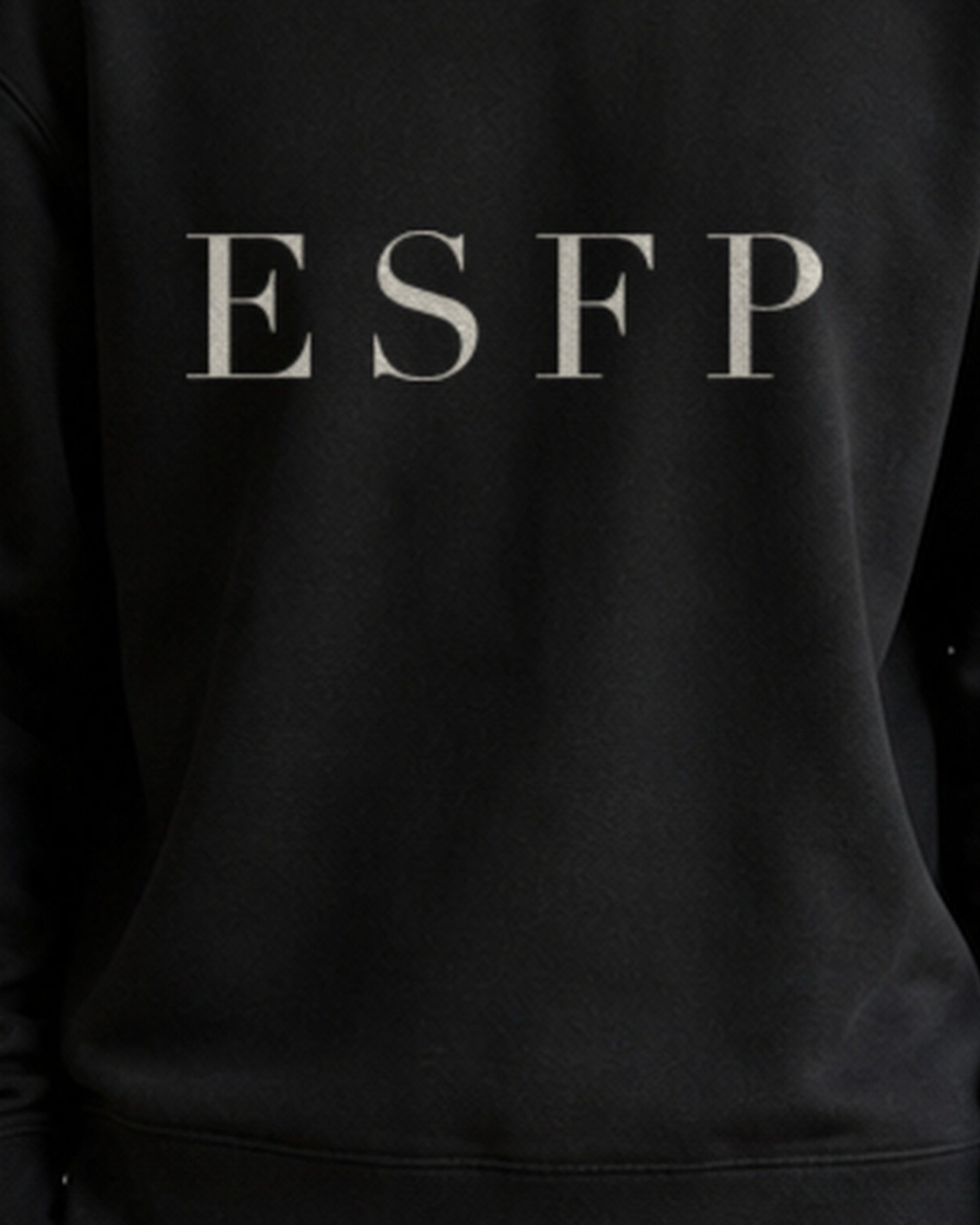 The Typese ESFP Gildan crewneck sweatshirt in black, male front print close