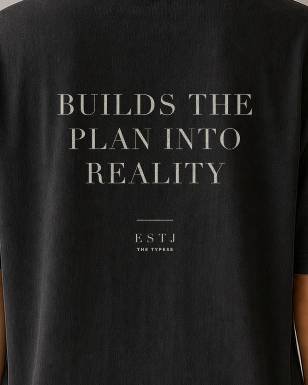 The Typese ESTJ Comfort Colors Tee in black, female back detail