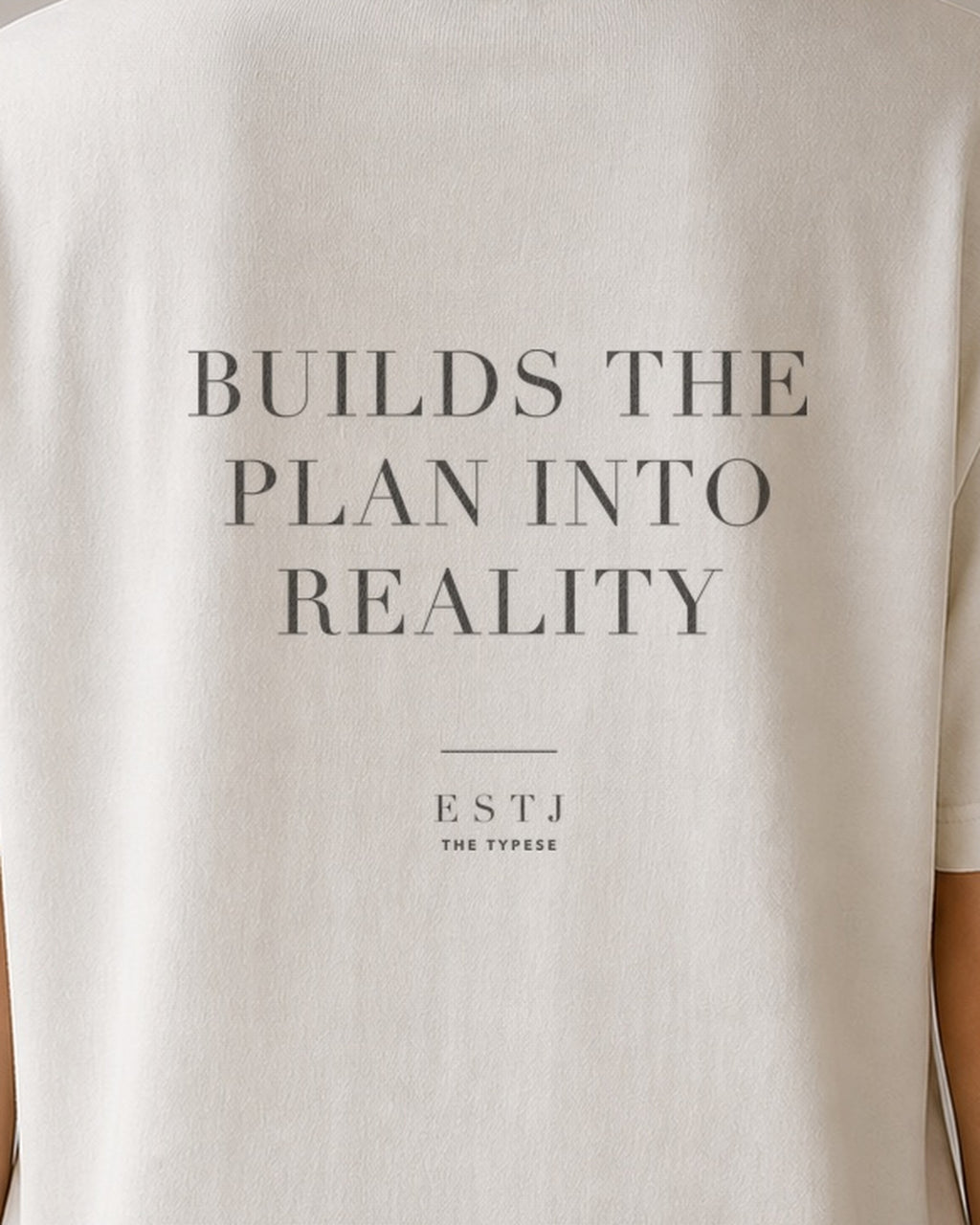 The Typese ESTJ Comfort Colors Tee in cream white, female back detail