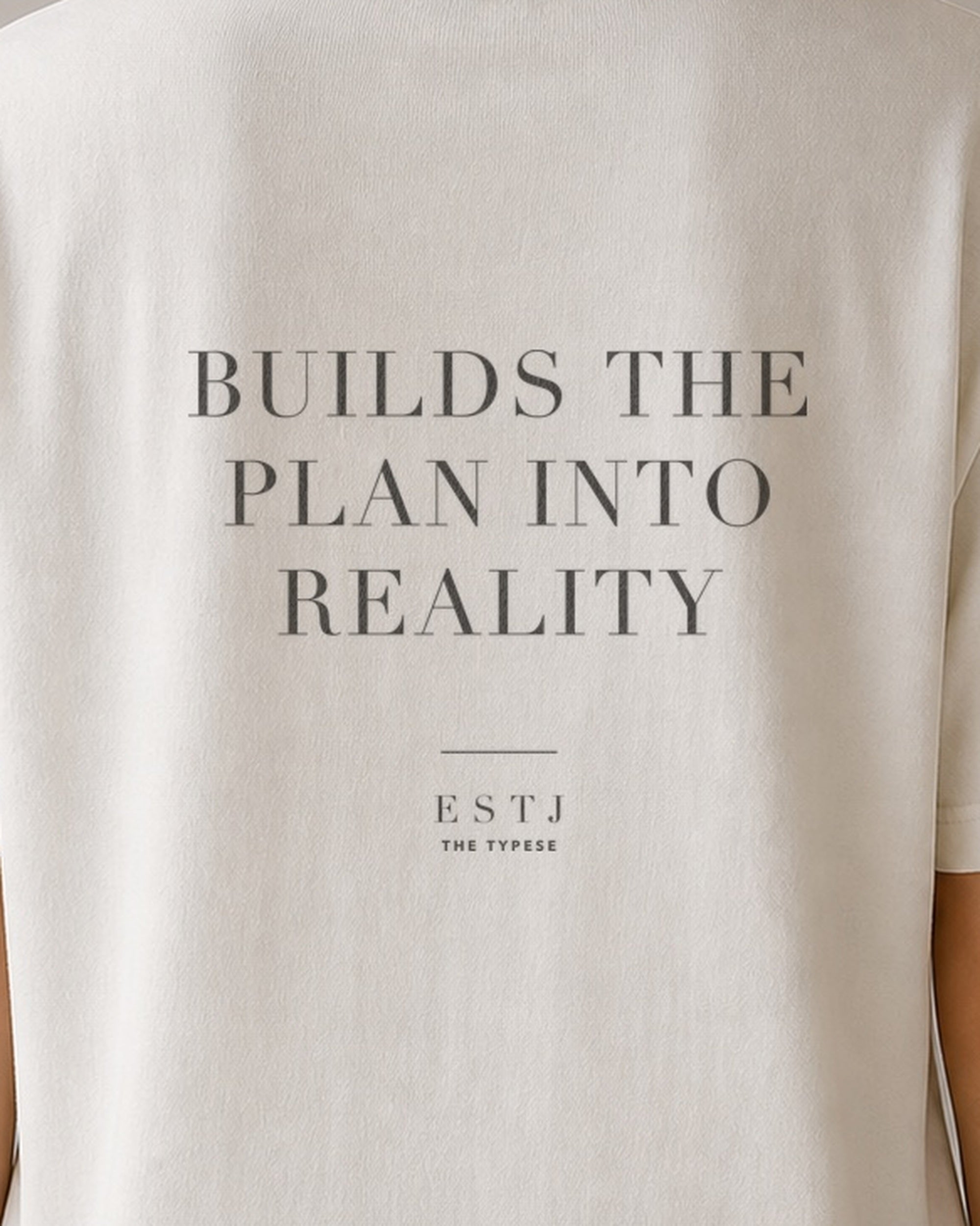 The Typese ESTJ Comfort Colors Tee in cream white, female back detail
