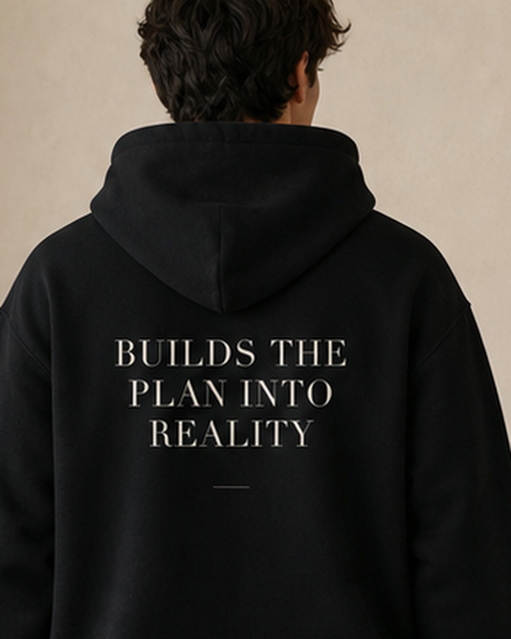 The Typese ESTJ Gildan hoodie in black, male back detail