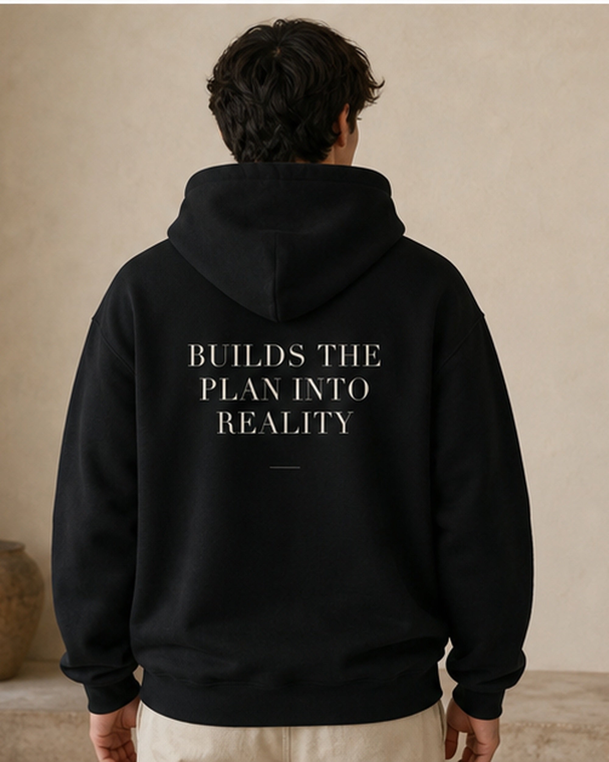 The Typese ESTJ Gildan hoodie in black, male back