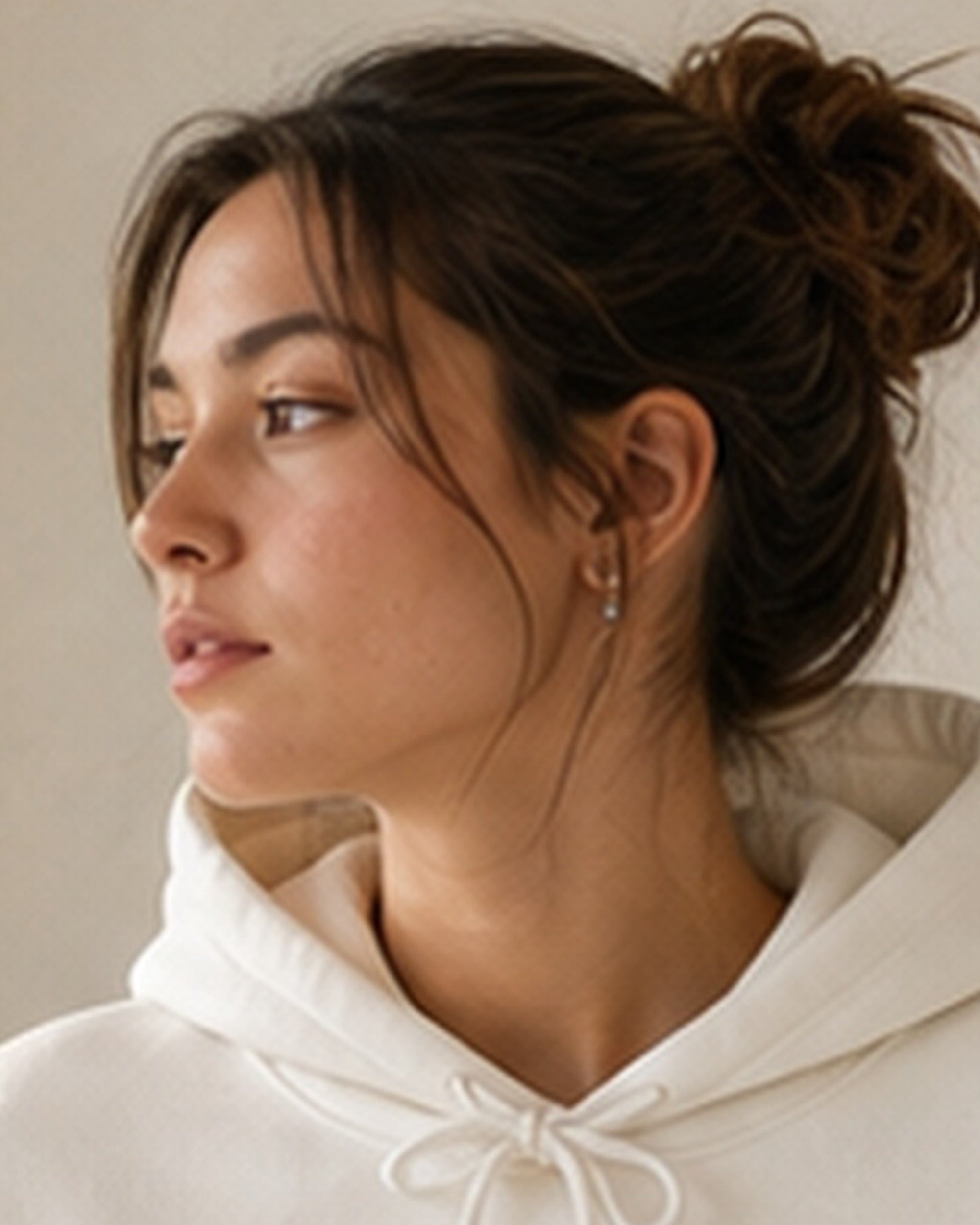 The Typese ESTJ Gildan hoodie in white, hood detail