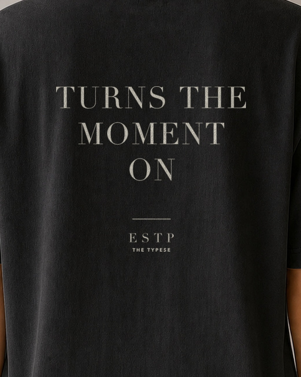 The Typese ESTP Comfort Colors Tee in black, female back detail