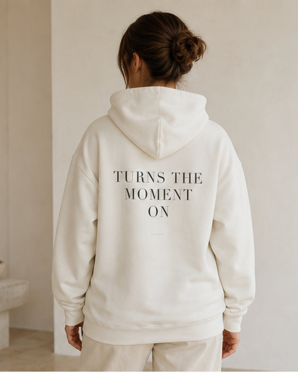 The Typese ESTP Gildan hoodie in white, female back