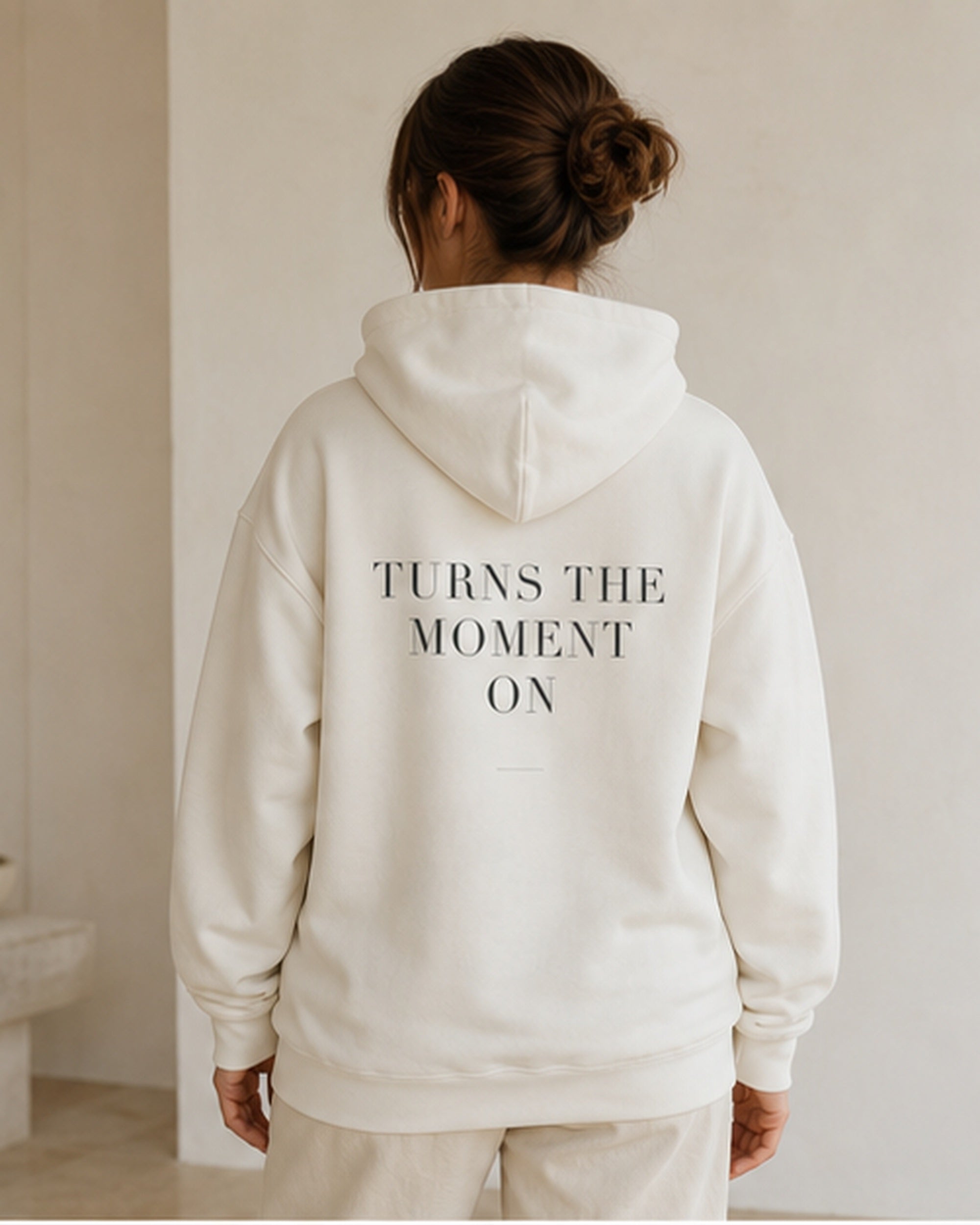 The Typese ESTP Gildan hoodie in white, female back
