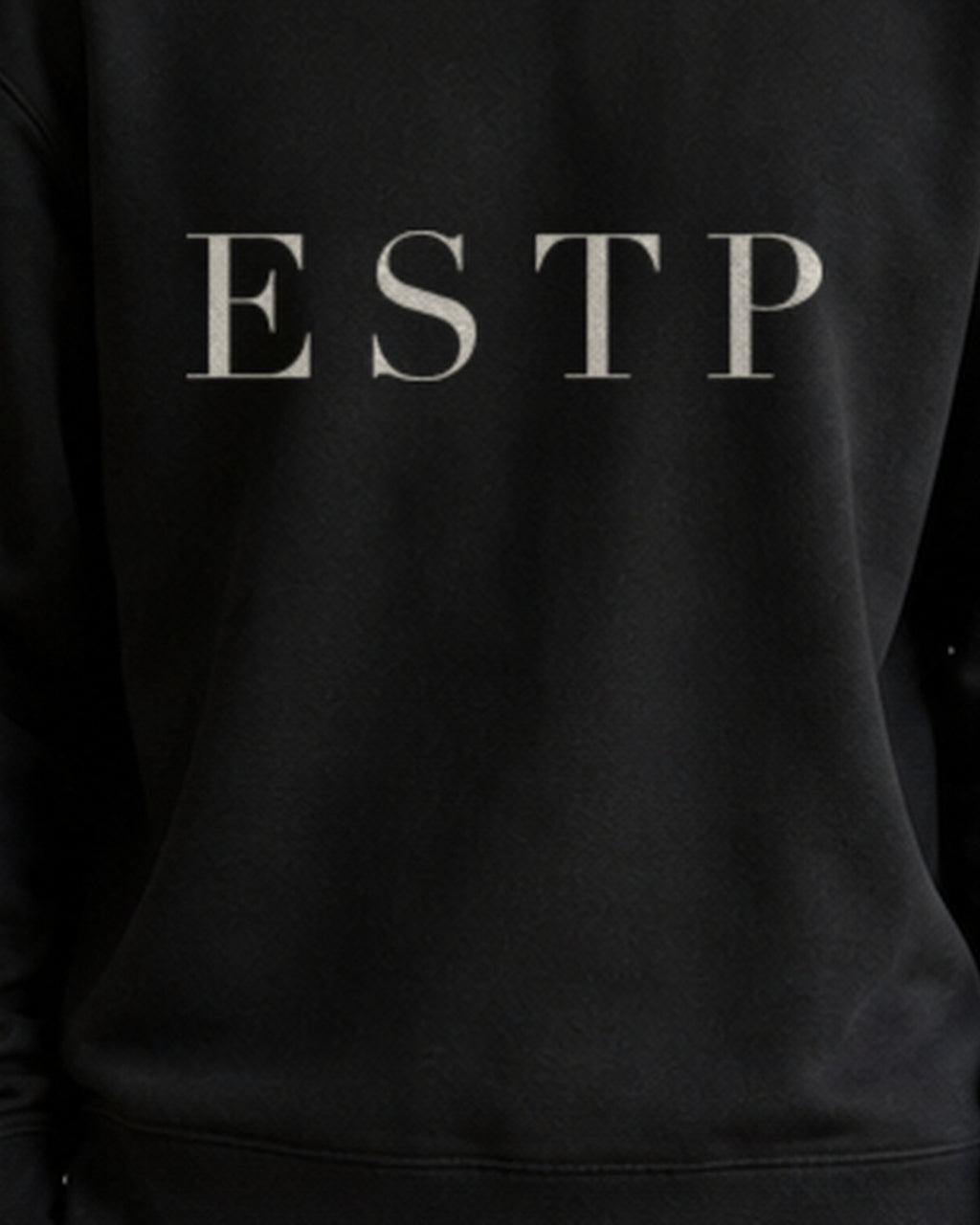 The Typese ESTP Gildan crewneck sweatshirt in black, male front print close