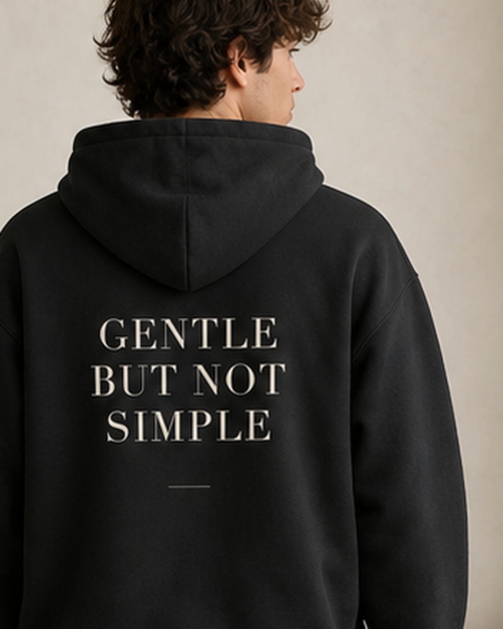 The Typese INFJ Gildan hoodie in black, male back detail