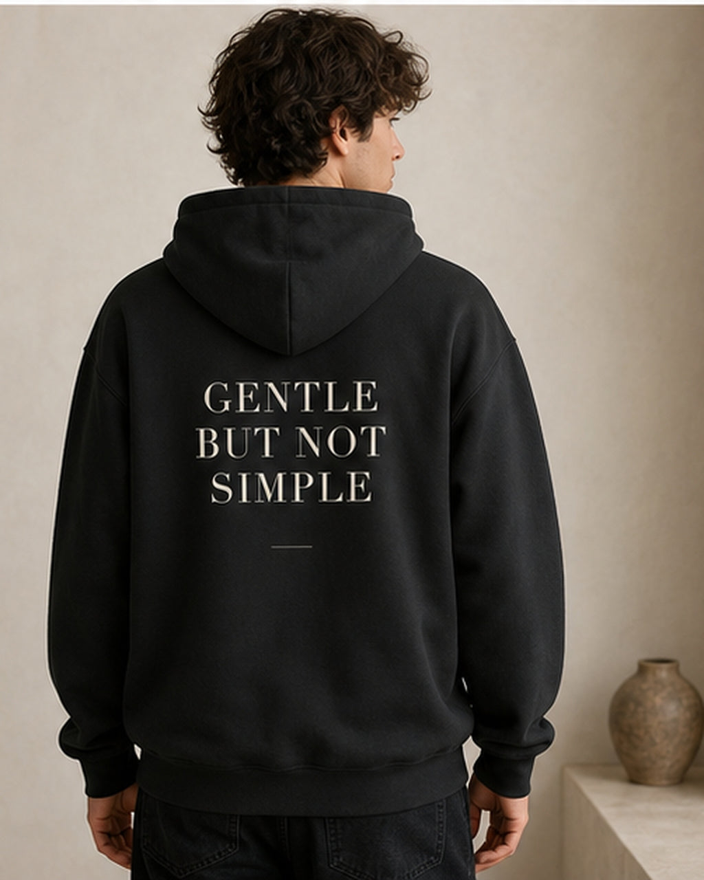 The Typese INFJ Gildan hoodie in black, male back