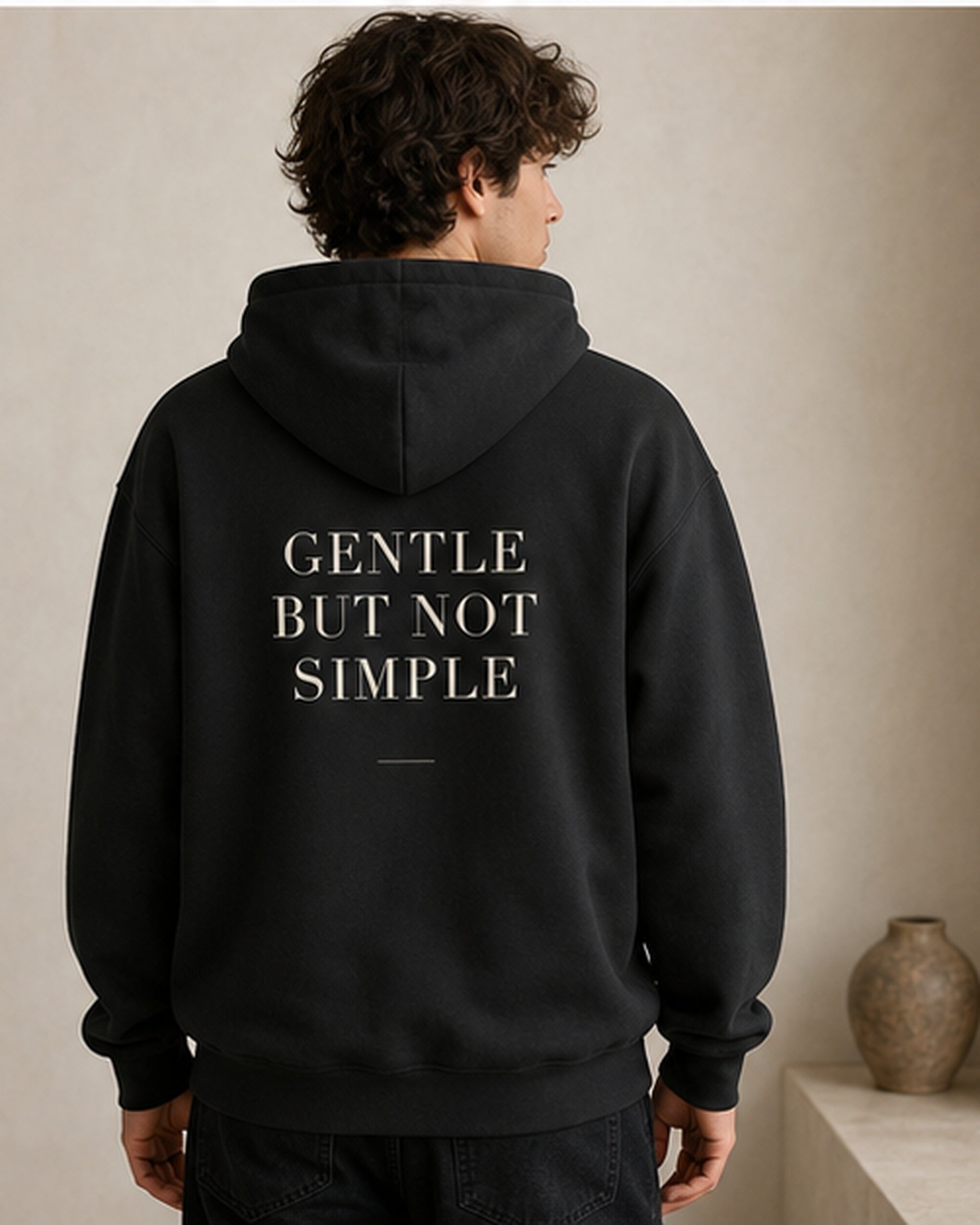 The Typese INFJ Gildan hoodie in black, male back