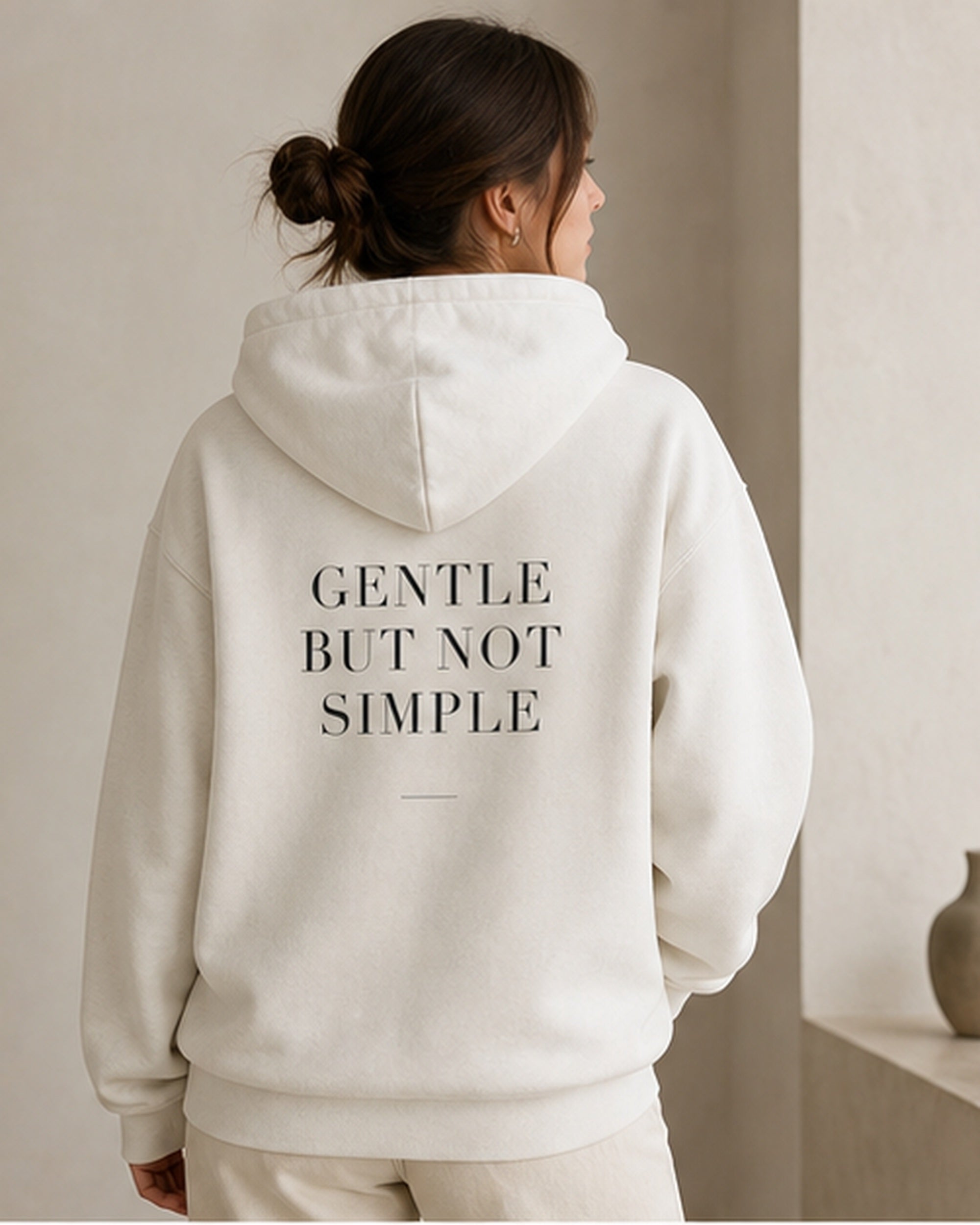 The Typese INFJ Gildan hoodie in white, female back