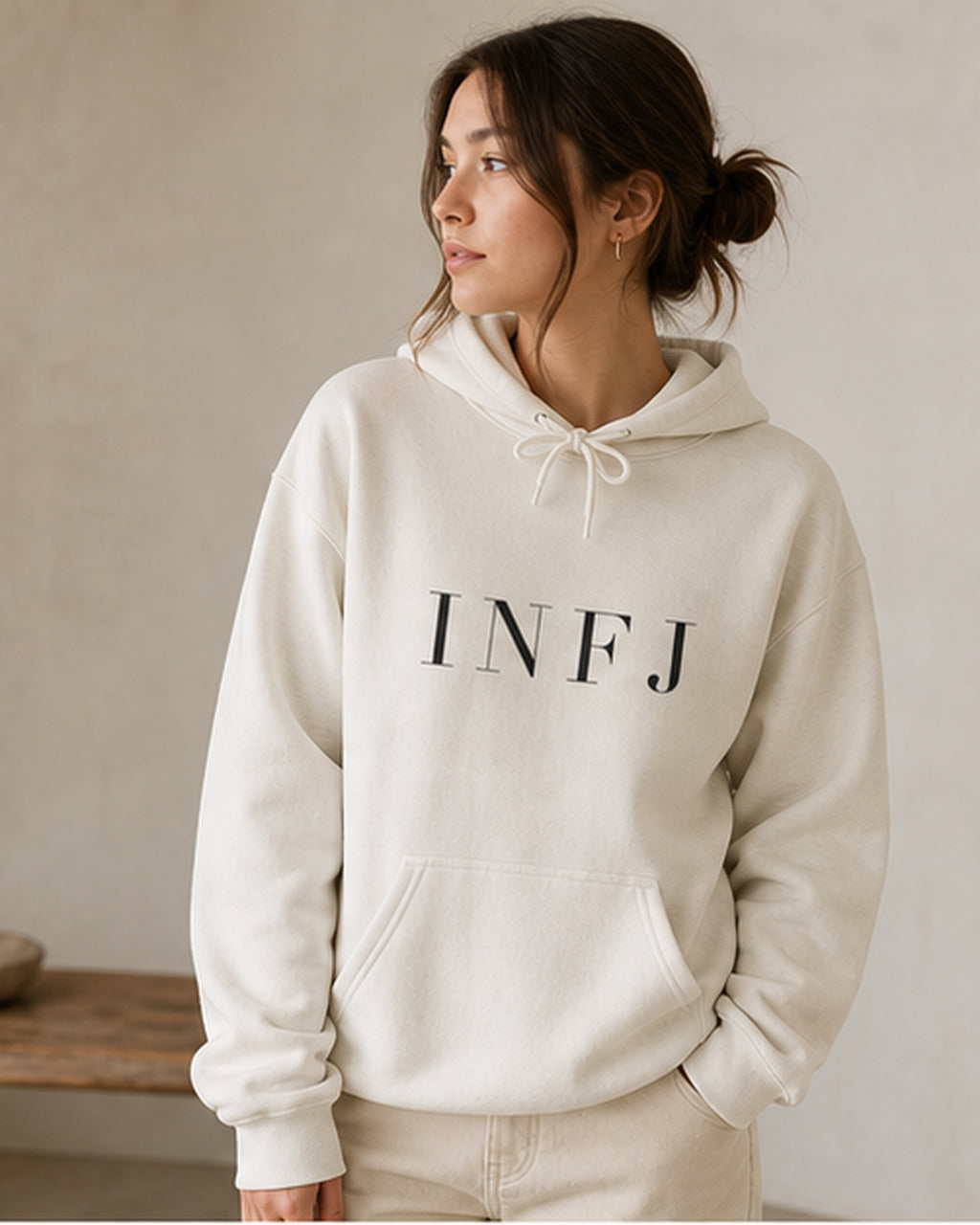 The Typese Hoodie placeholder white INFJ gildan hoodie white female front v5