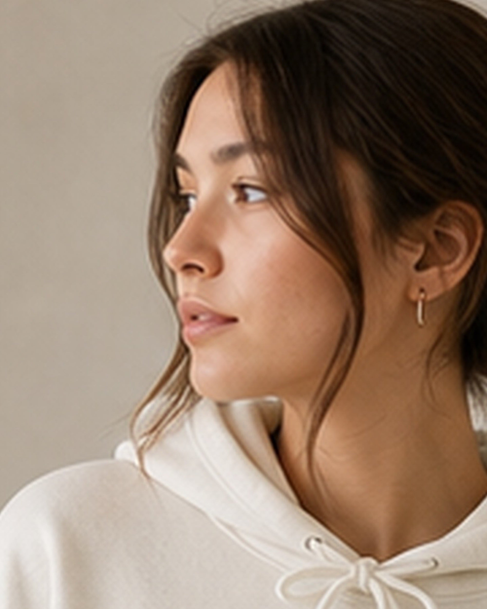 The Typese INFJ Gildan hoodie in white, hood detail