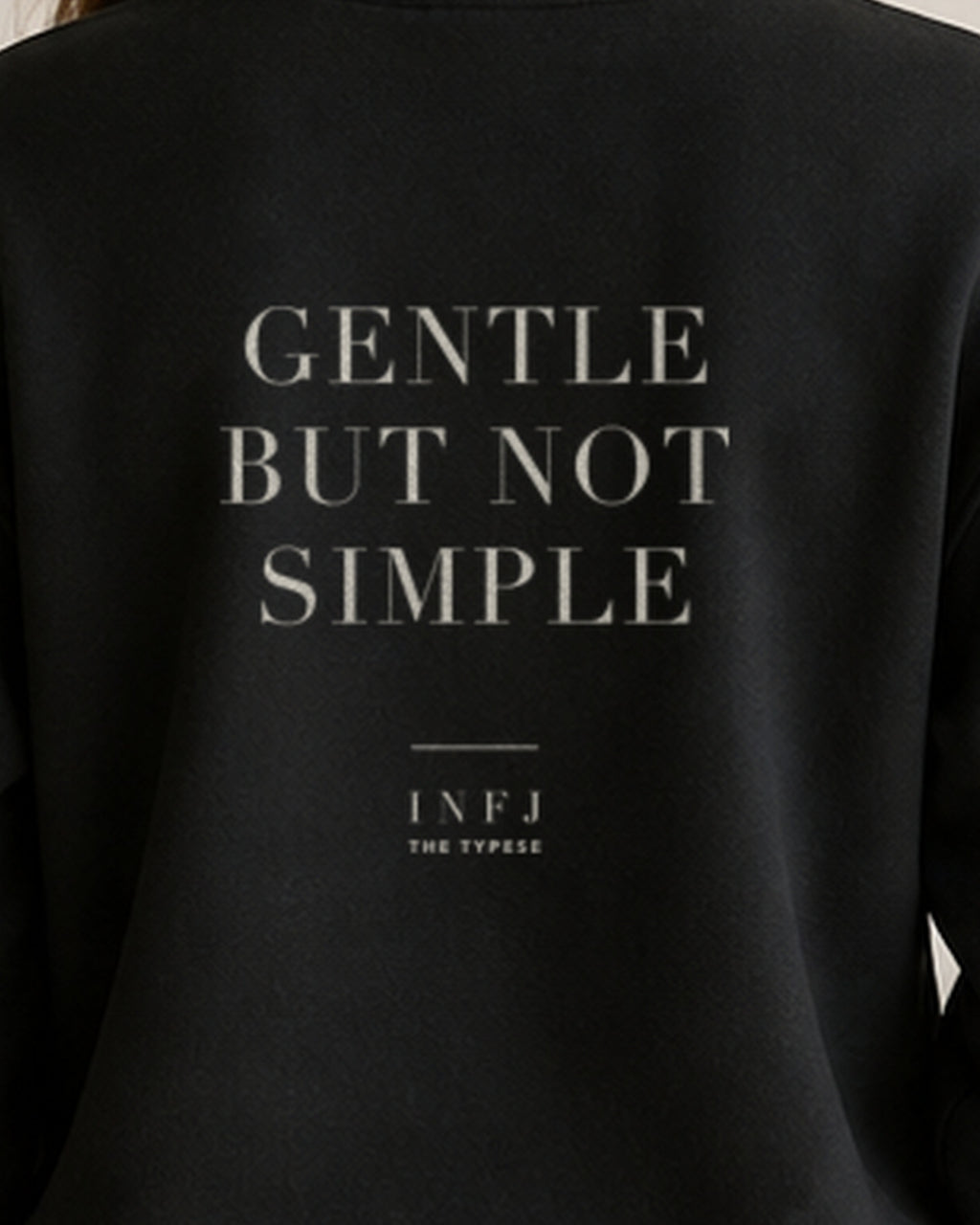 The Typese Sweatshirt placeholder black INFJ gildan sweatshirt black female back print close v8