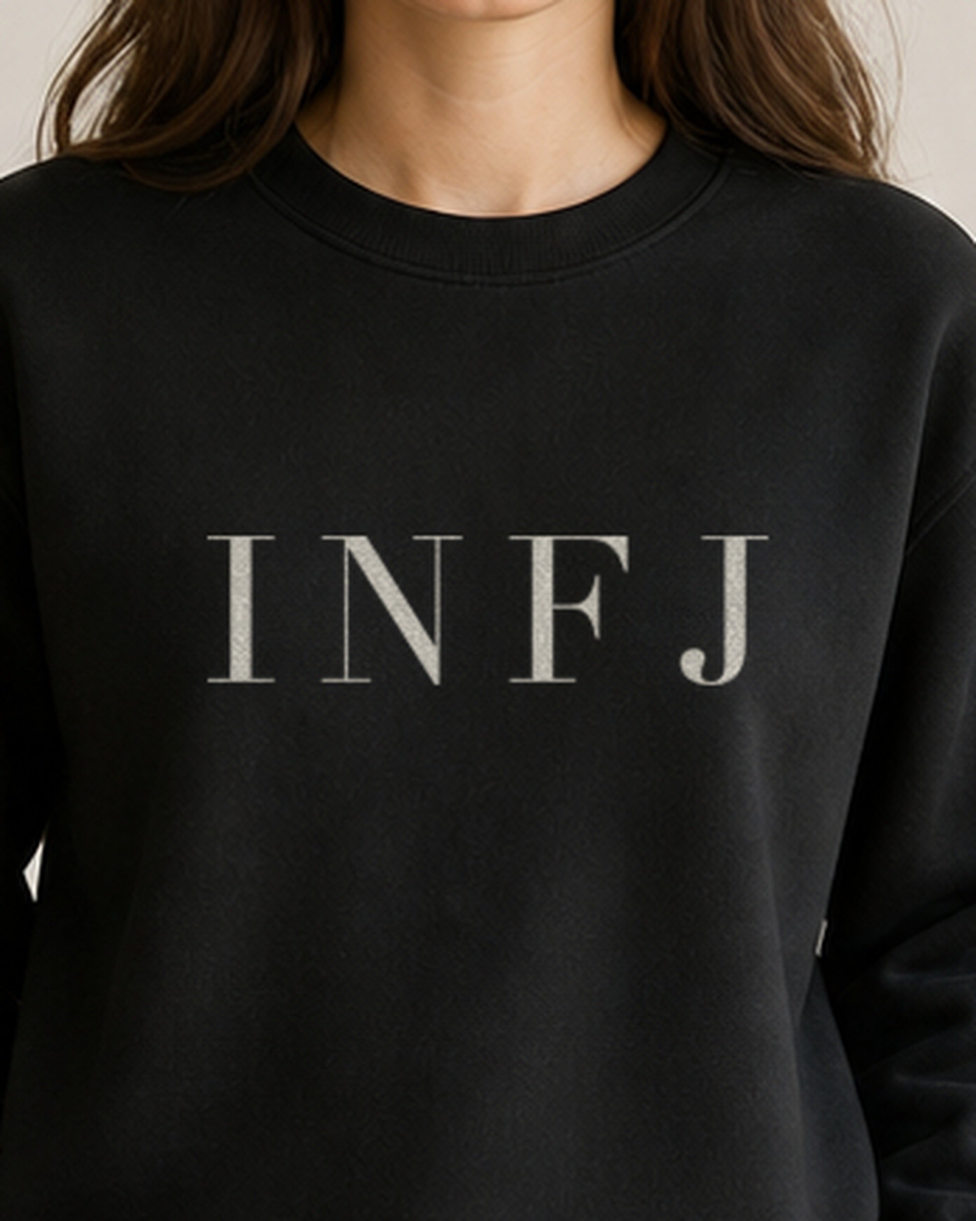 The Typese Sweatshirt placeholder black INFJ gildan sweatshirt black female front detail v8
