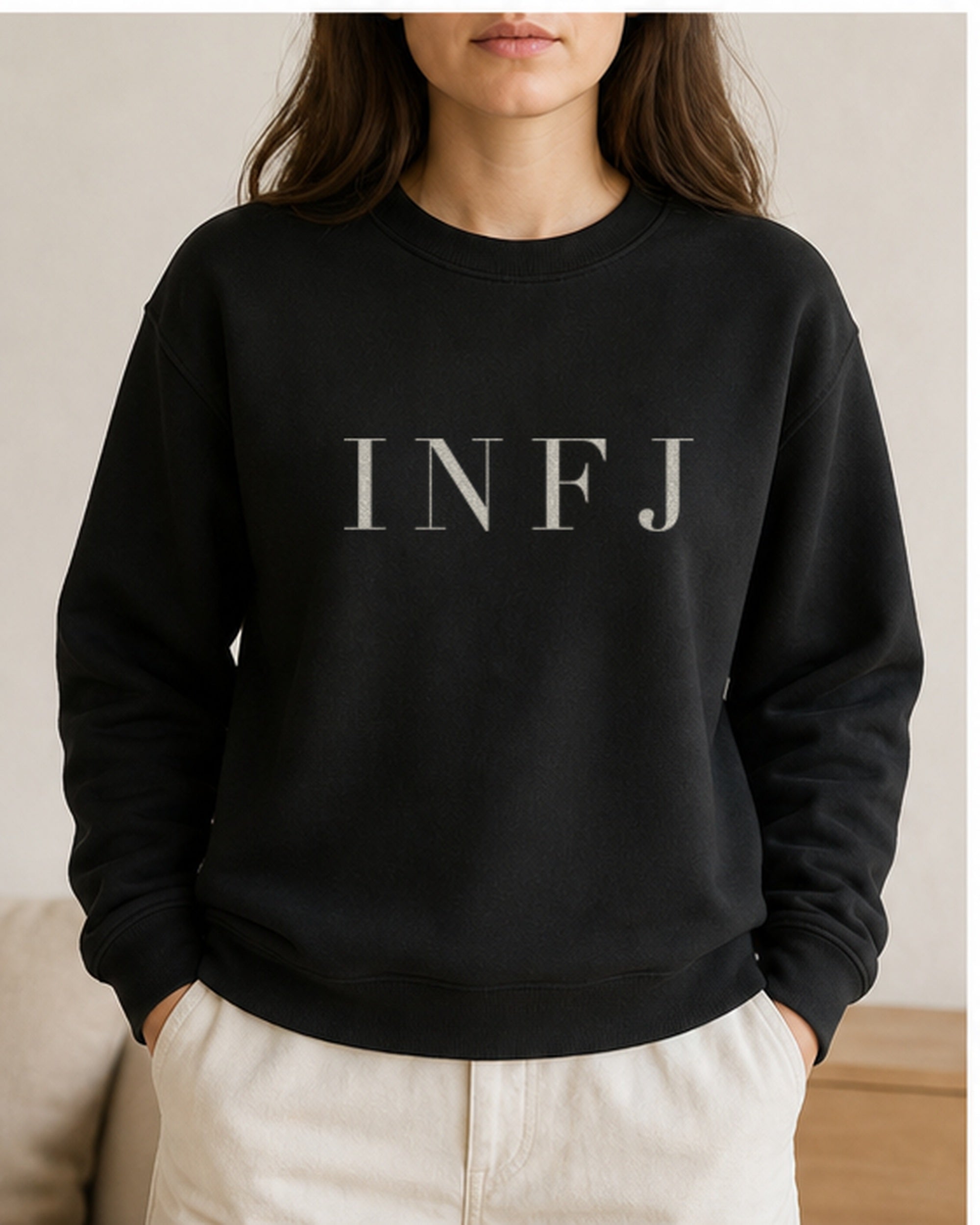 The Typese Sweatshirt placeholder black INFJ gildan sweatshirt black female front v8
