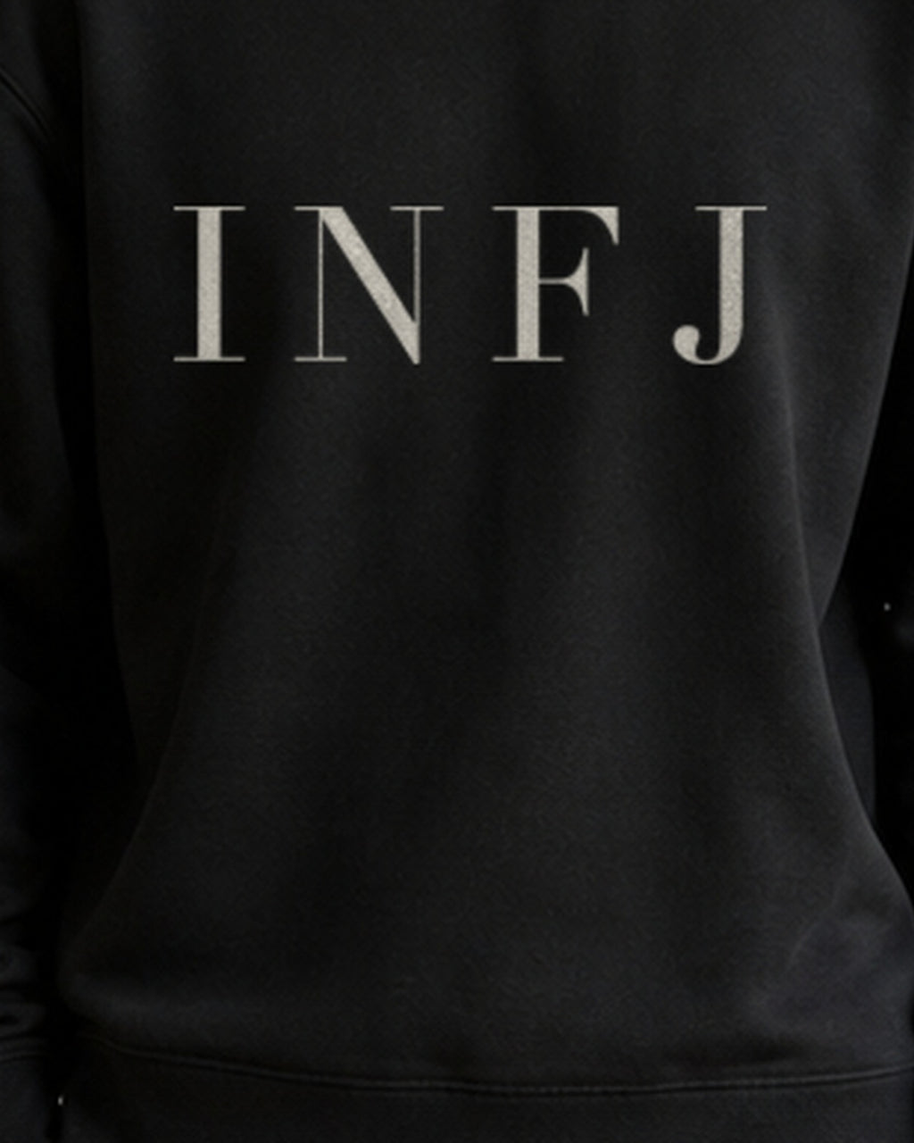 The Typese INFJ Gildan crewneck sweatshirt in black, male front print close