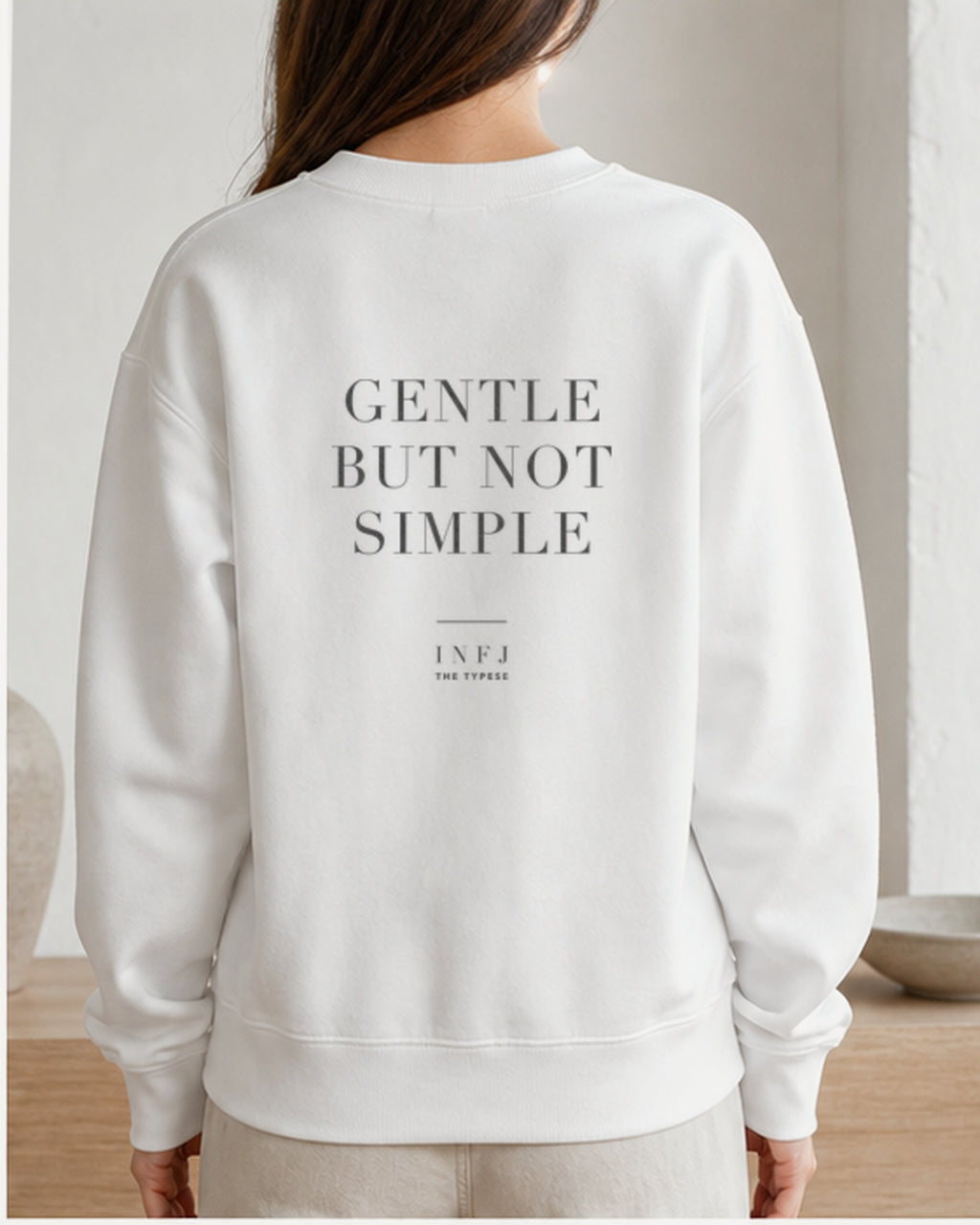 The Typese Sweatshirt placeholder white INFJ gildan sweatshirt white female back v8