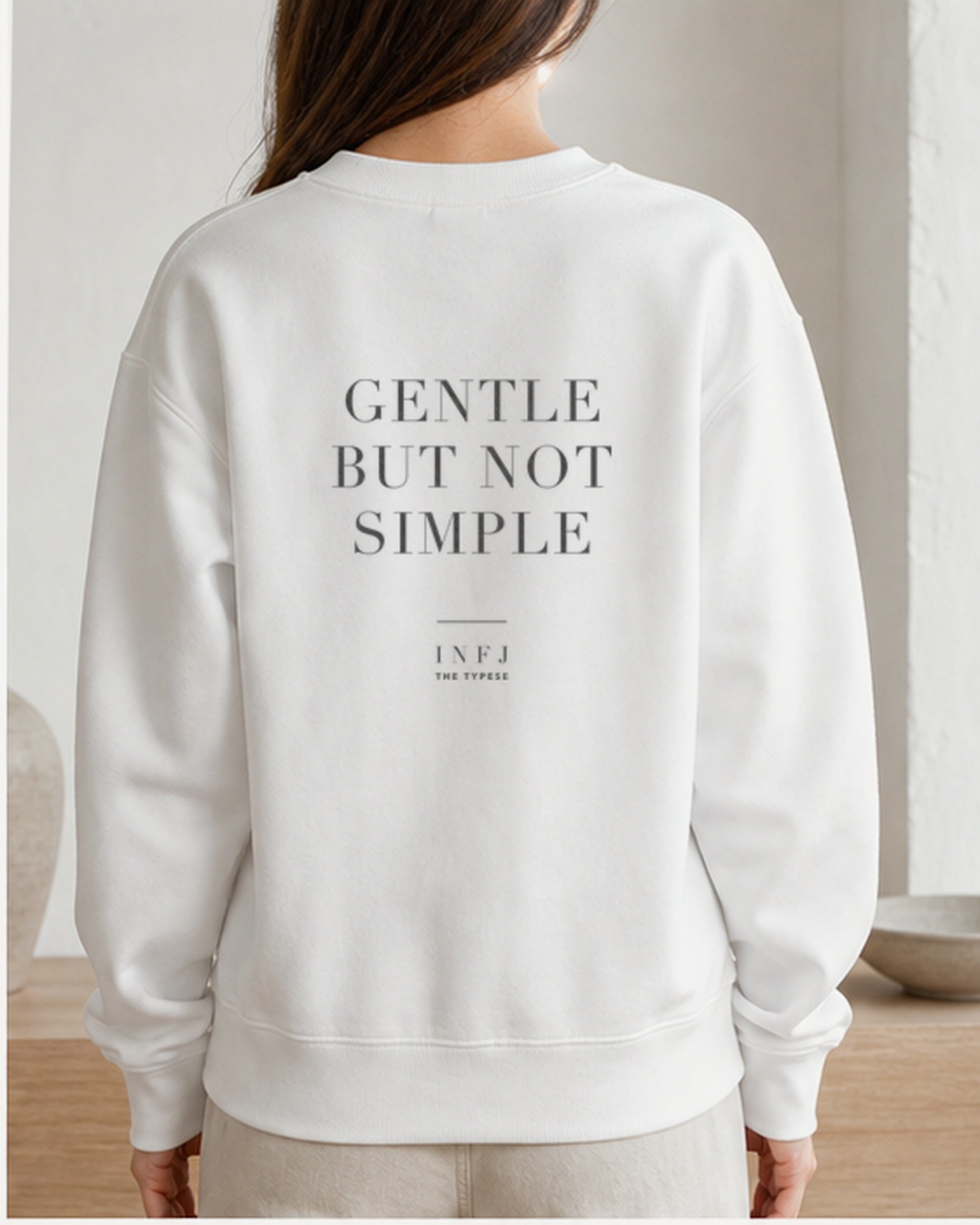 The Typese Sweatshirt placeholder white INFJ gildan sweatshirt white female back v8