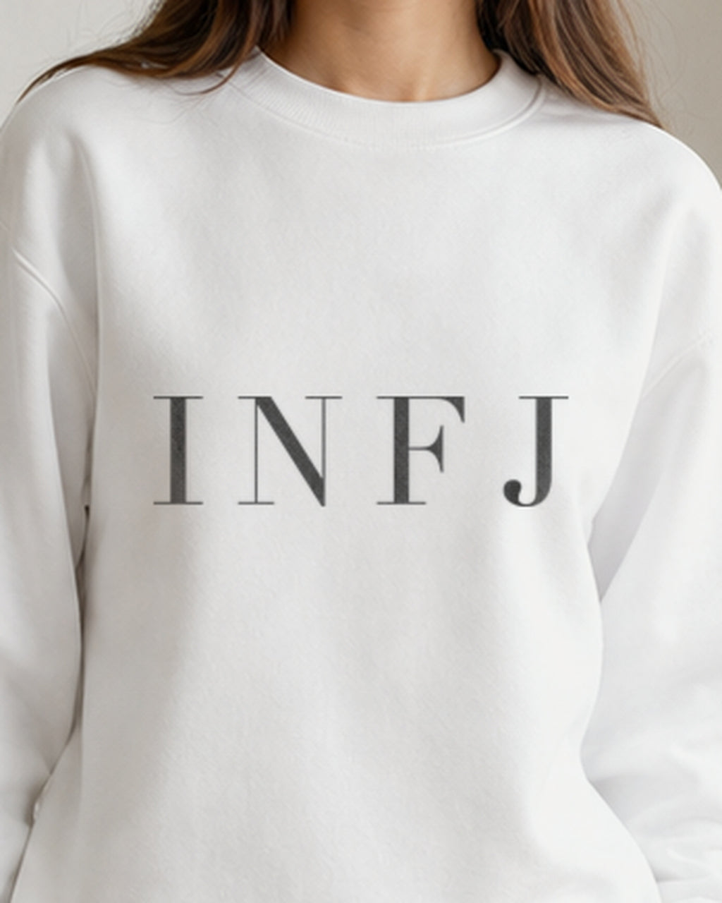 The Typese Sweatshirt placeholder white INFJ gildan sweatshirt white female front detail v8