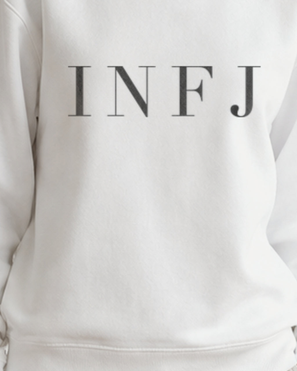 The Typese Sweatshirt placeholder white INFJ gildan sweatshirt white female front print close v8