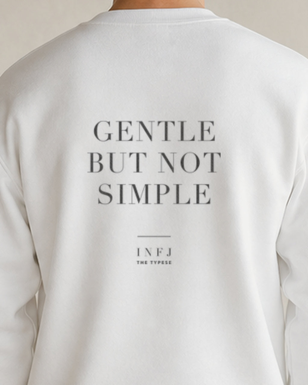 The Typese Sweatshirt placeholder white INFJ gildan sweatshirt white male back detail v8