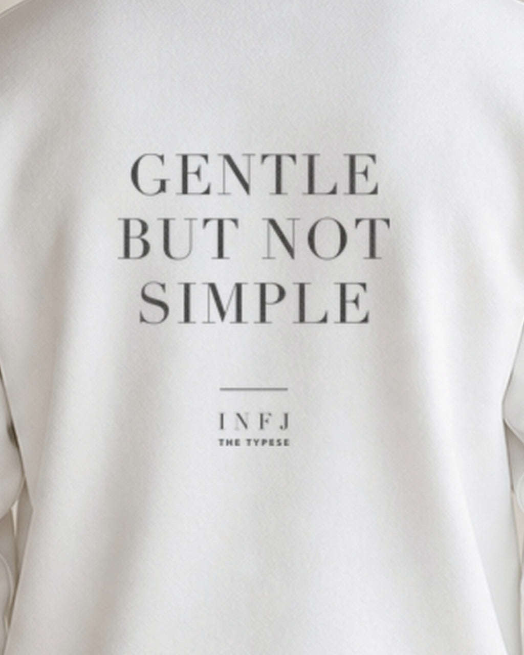The Typese INFJ Gildan crewneck sweatshirt in white, male back print close v7