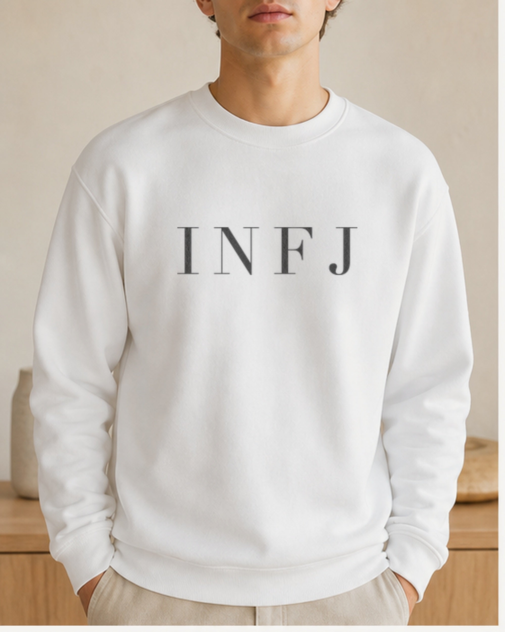 The Typese Sweatshirt placeholder white INFJ gildan sweatshirt white male front v8