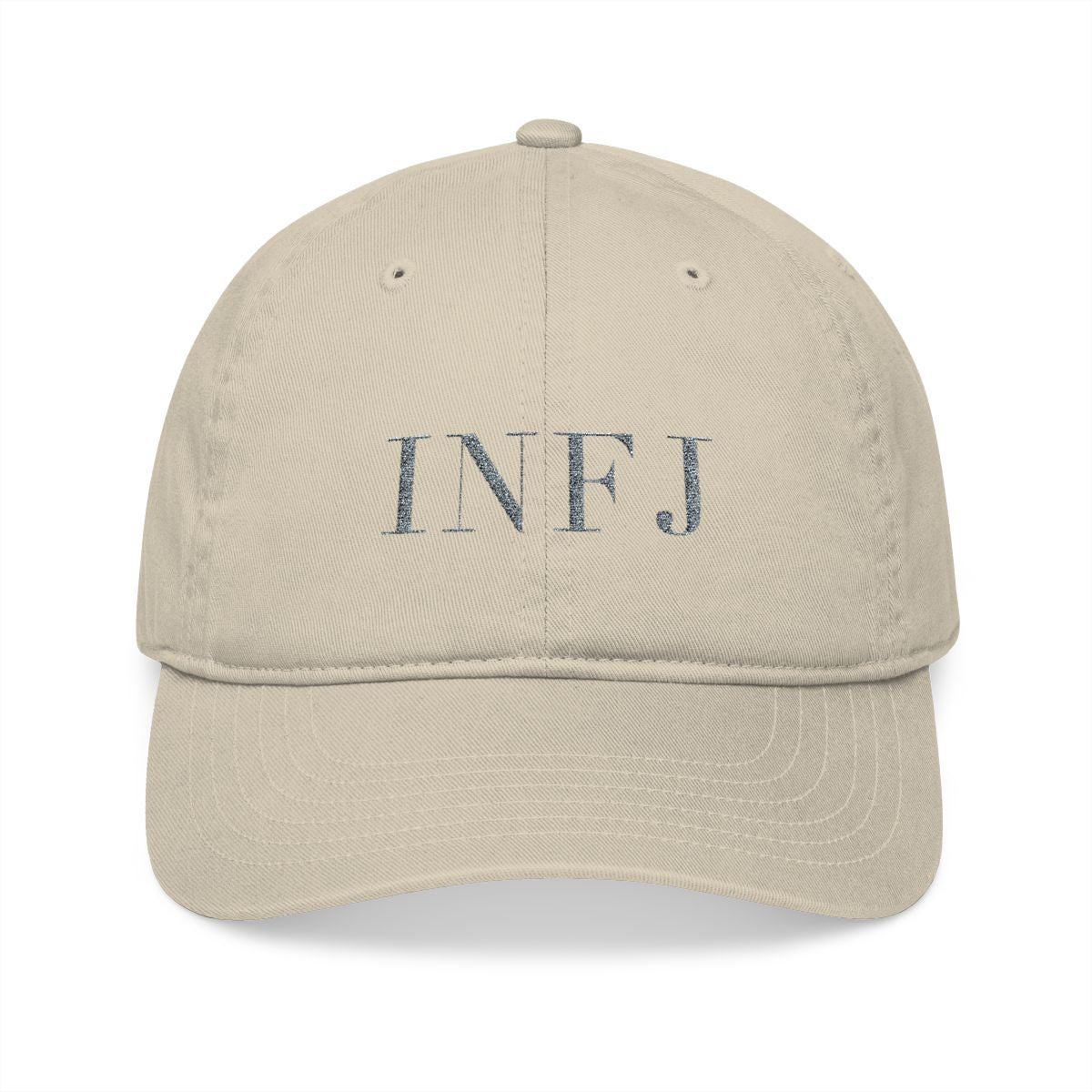 The Typese INFJ organic cap, oyster beige, front