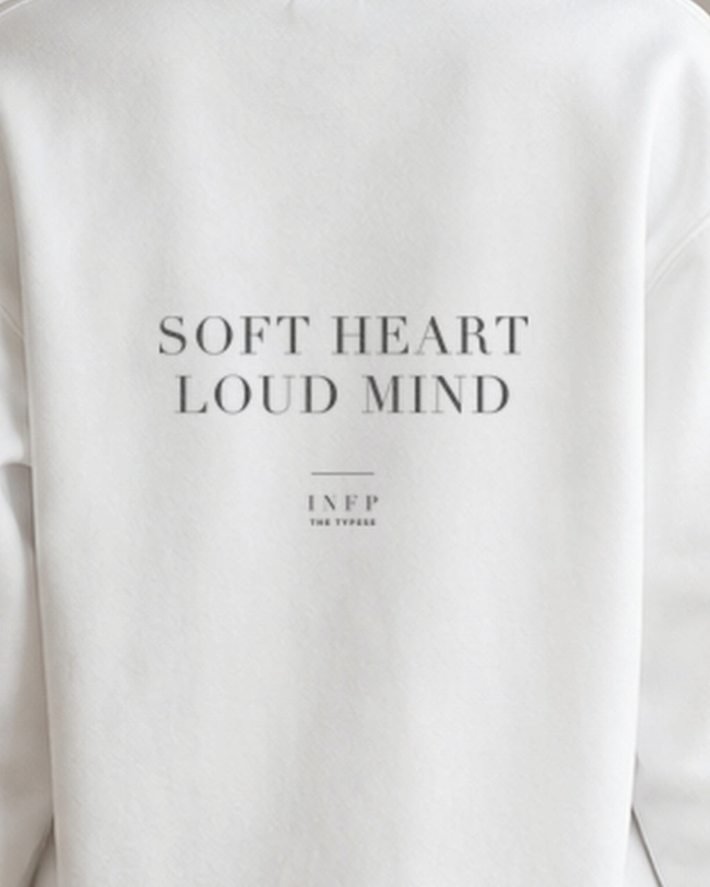 The Typese INFP Gildan crewneck sweatshirt in white, female back print close v7