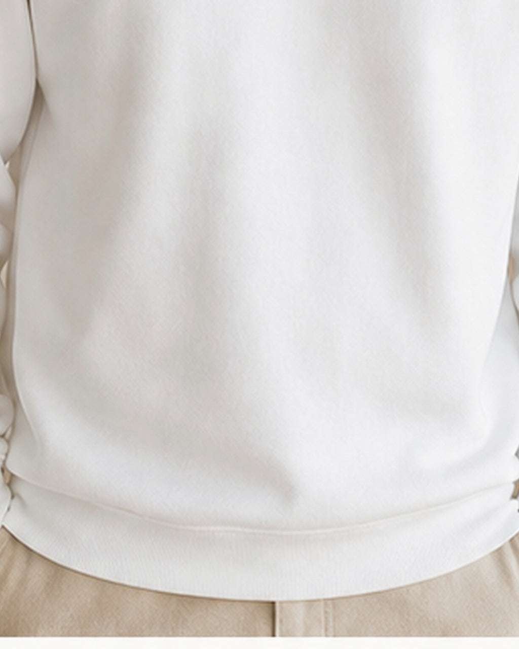 The Typese INFP Gildan crewneck sweatshirt in white, male front hem fleece texture v7