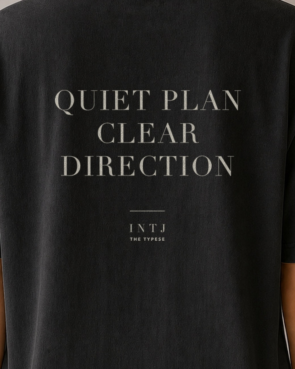 The Typese INTJ Comfort Colors Tee in black, female back detail