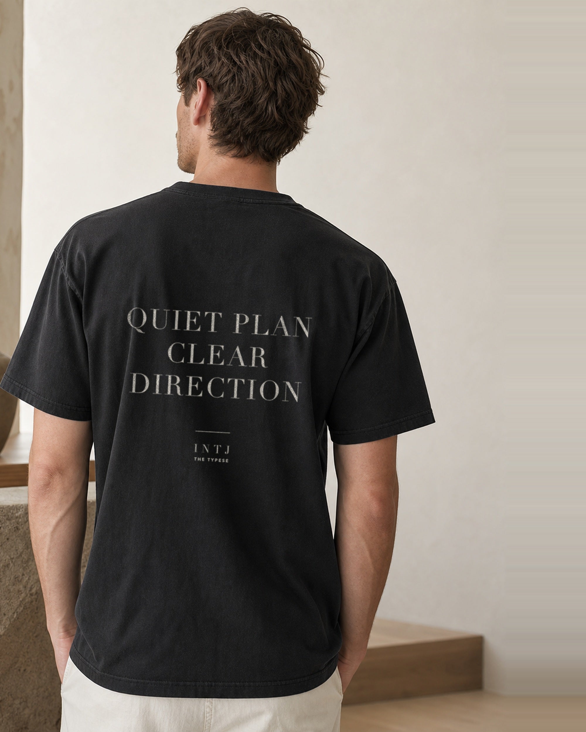 The Typese INTJ Comfort Colors Tee in black, male back