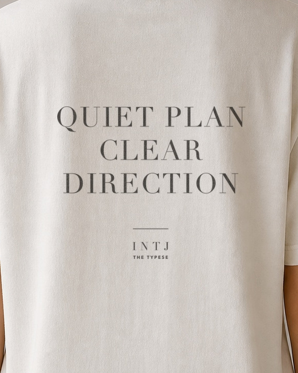 The Typese INTJ Comfort Colors Tee in cream white, female back detail