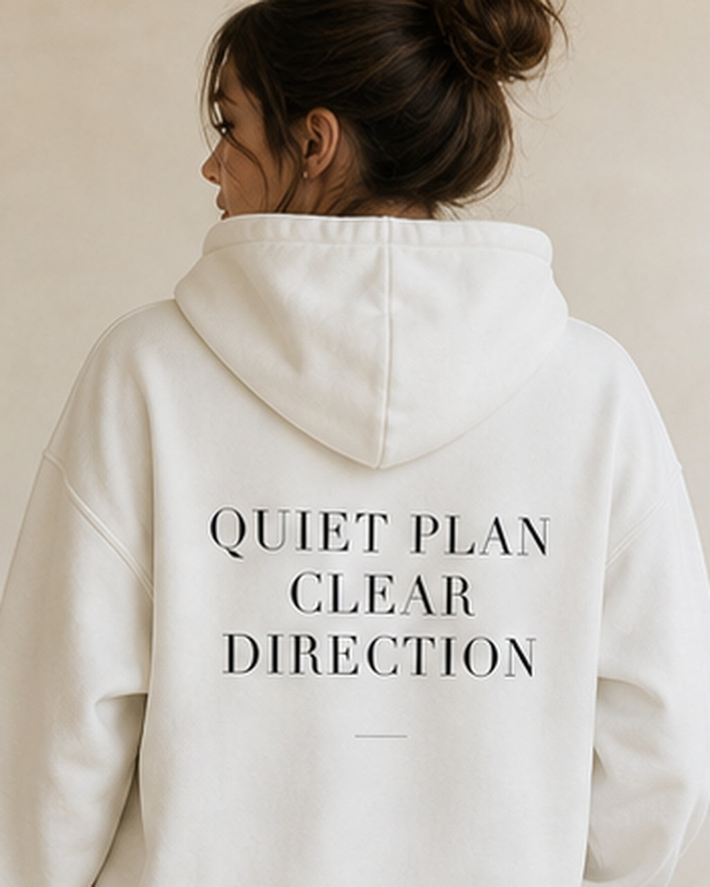 The Typese INTJ Gildan hoodie in white, female back detail