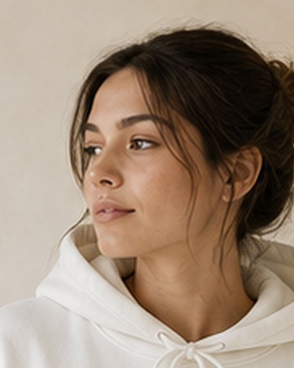 The Typese INTJ Gildan hoodie in white, hood detail