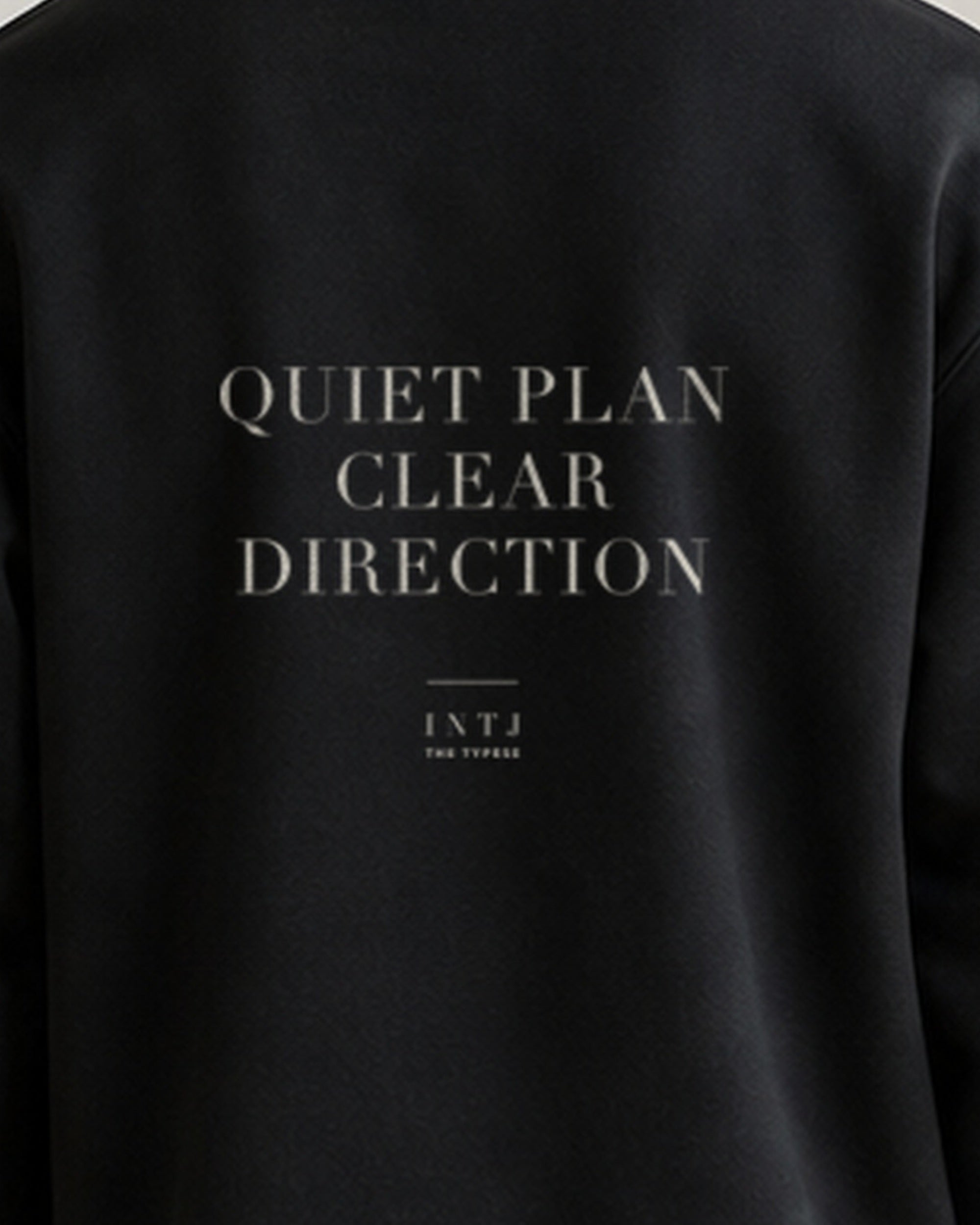 The Typese INTJ Gildan crewneck sweatshirt in black, male back print close