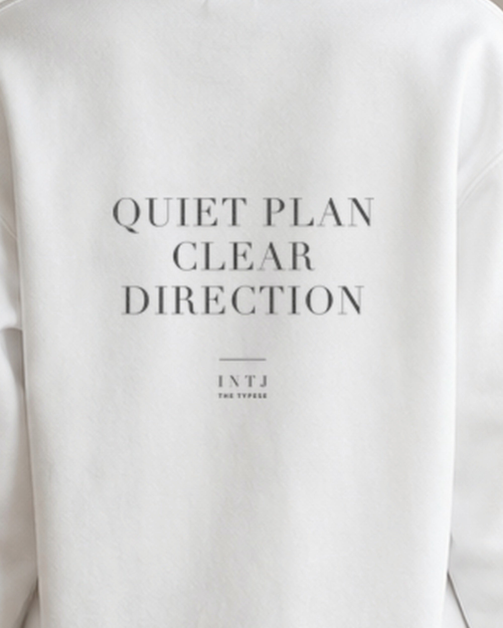 The Typese INTJ Gildan crewneck sweatshirt in white, female back print close v7