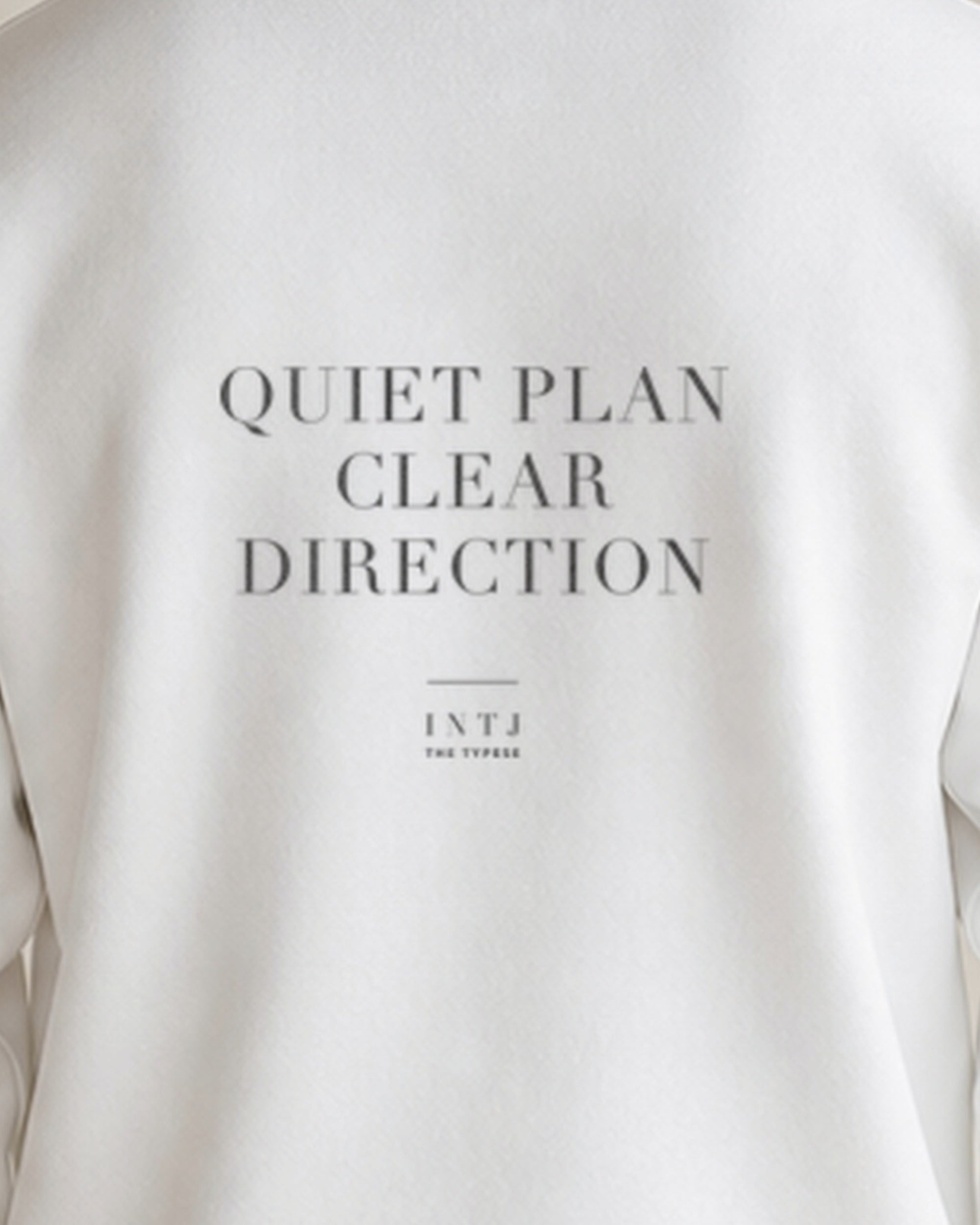 The Typese INTJ Gildan crewneck sweatshirt in white, male back print close v7