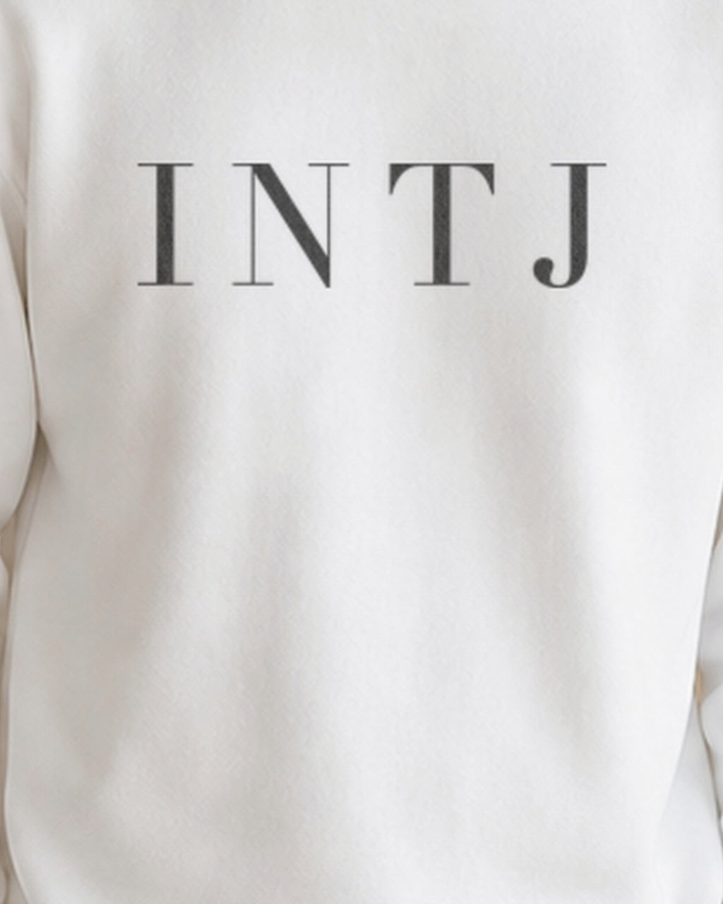 The Typese INTJ Gildan crewneck sweatshirt in white, male front print close v7