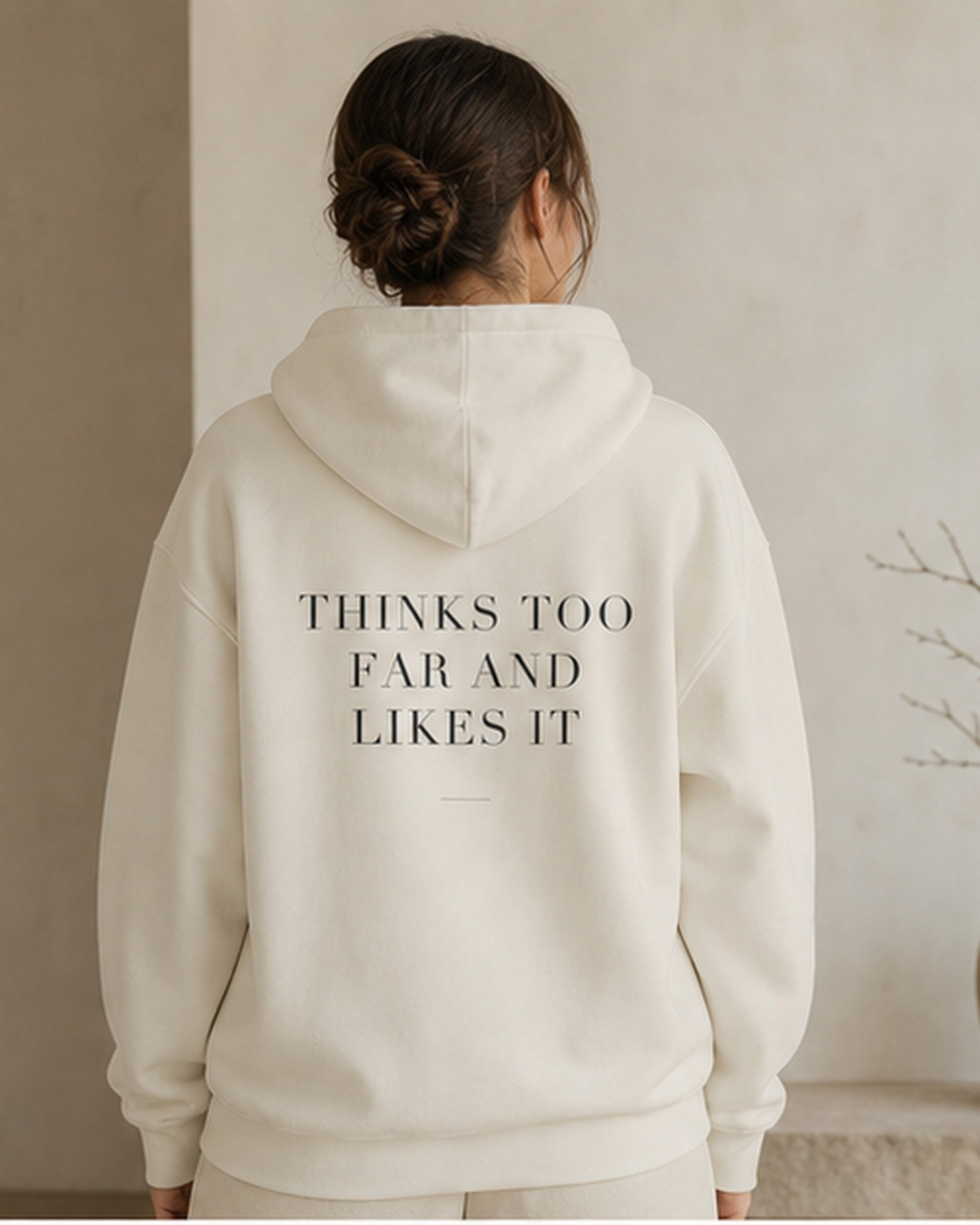 The Typese INTP Gildan hoodie in white, female back
