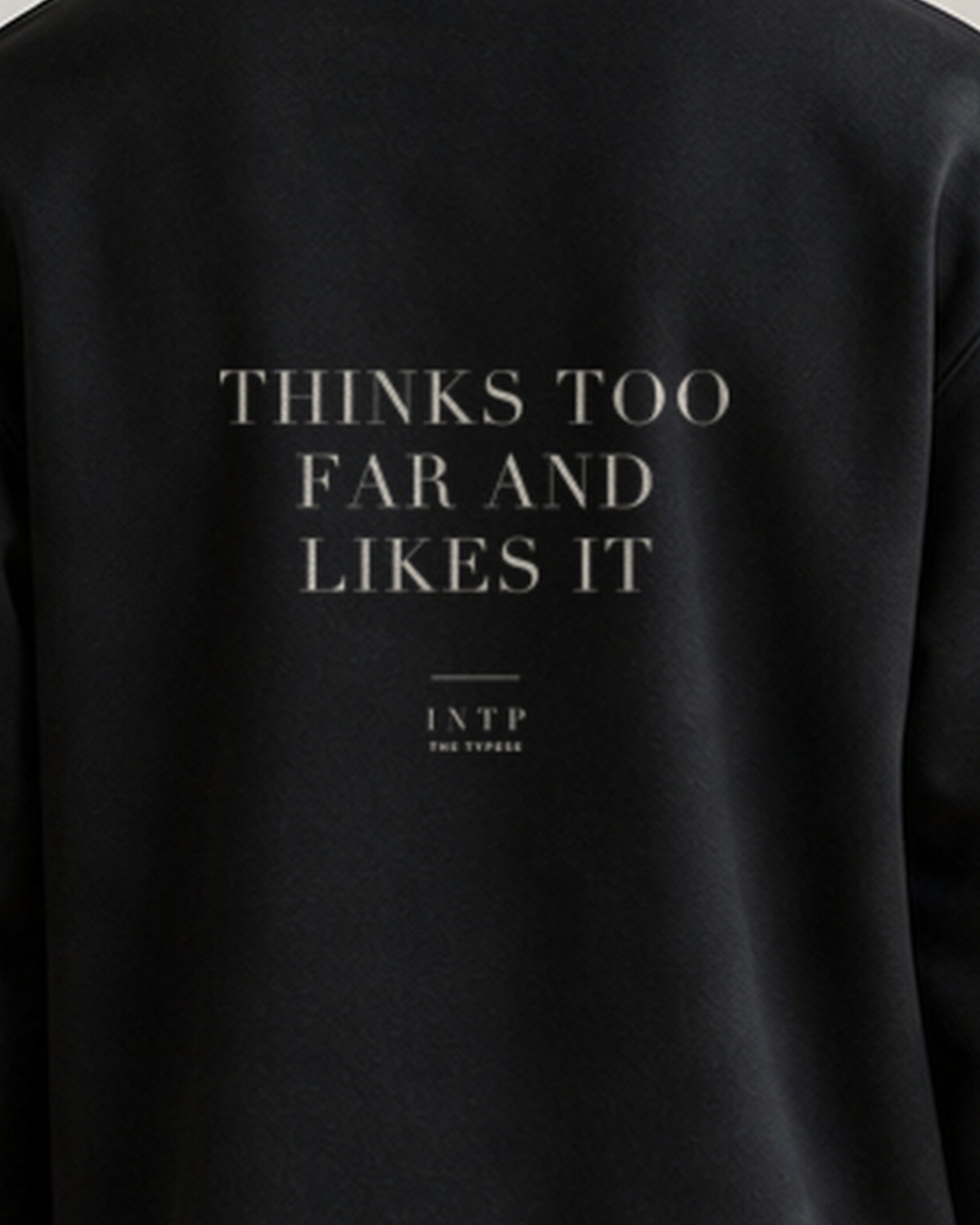 The Typese INTP Gildan crewneck sweatshirt in black, male back print close