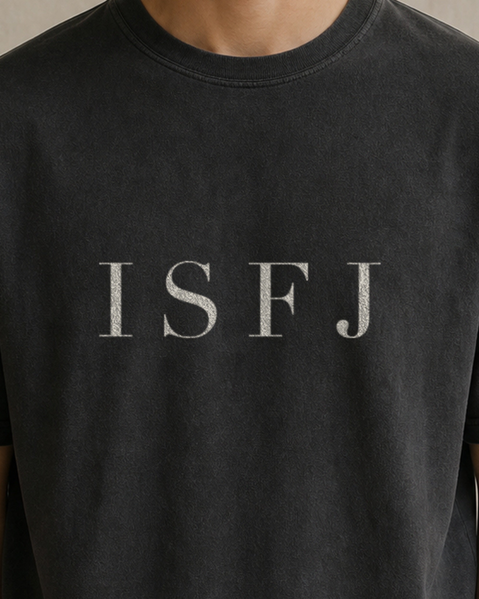 The Typese ISFJ Comfort Colors Tee in black, male front detail