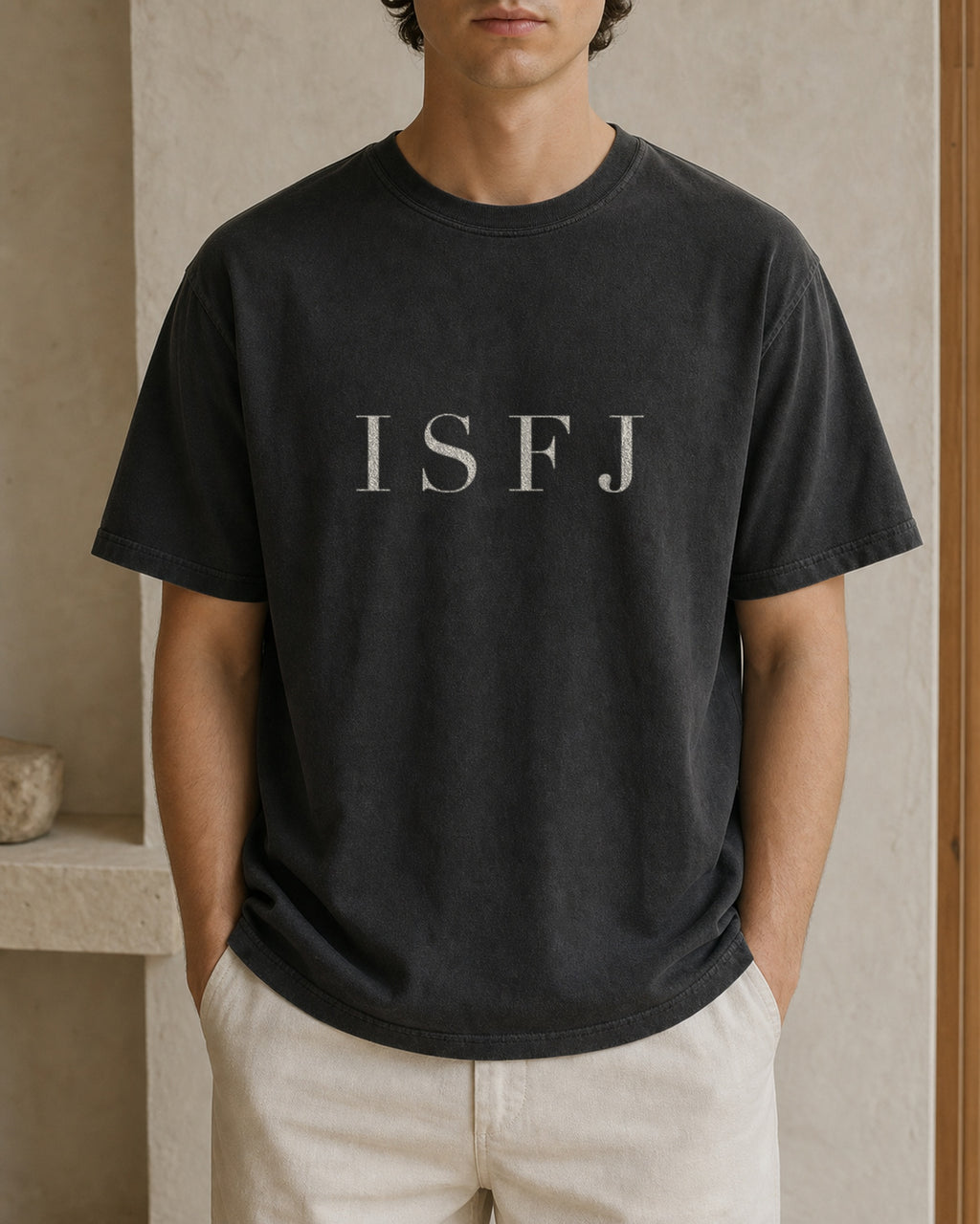The Typese ISFJ Comfort Colors Tee in black, male front