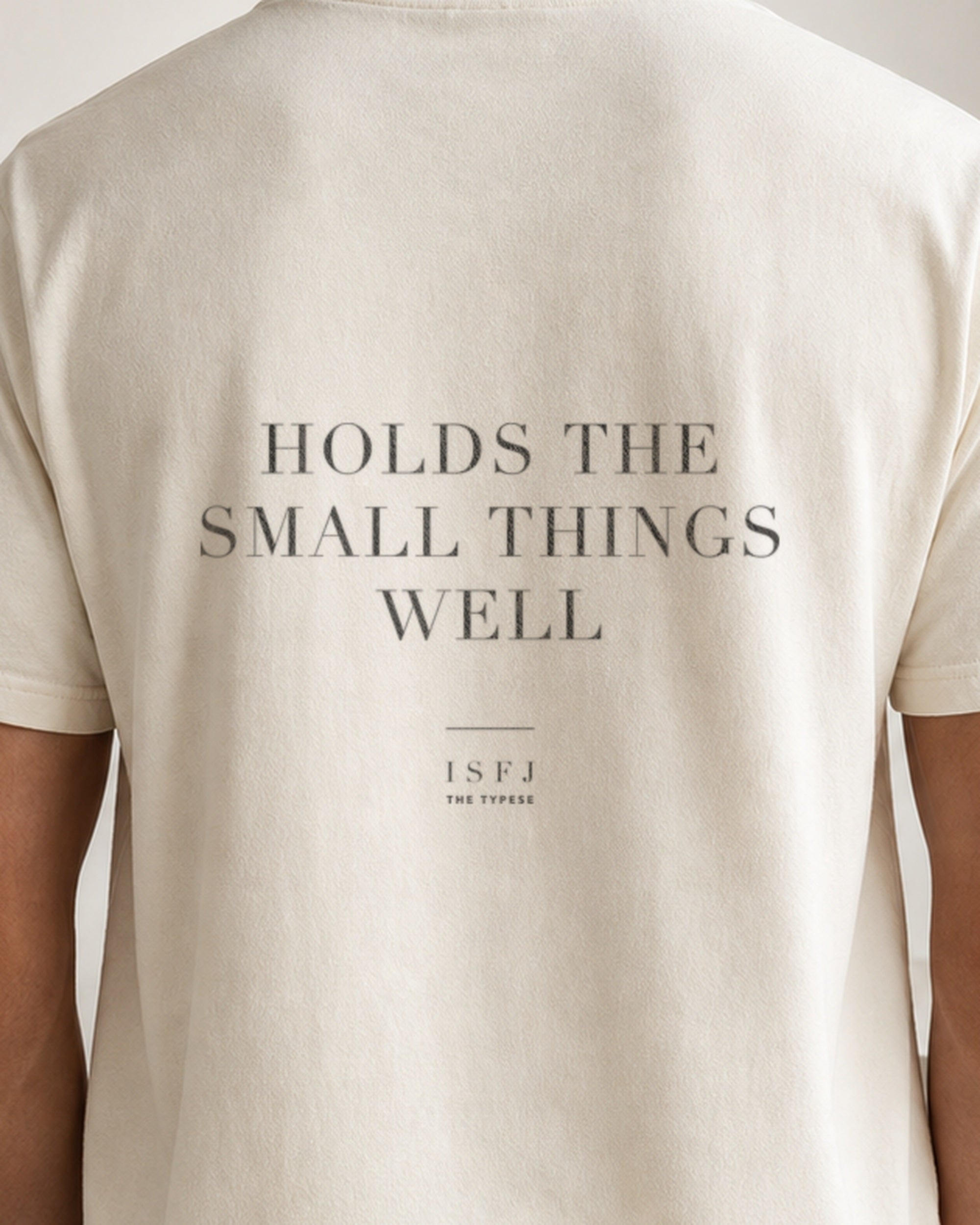 The Typese ISFJ Comfort Colors Tee in cream white, male back detail