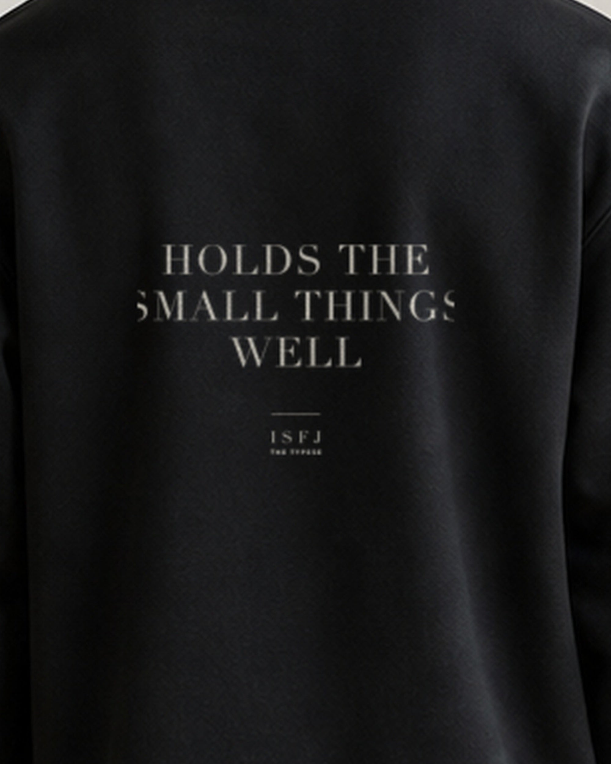The Typese ISFJ Gildan crewneck sweatshirt in black, male back print close