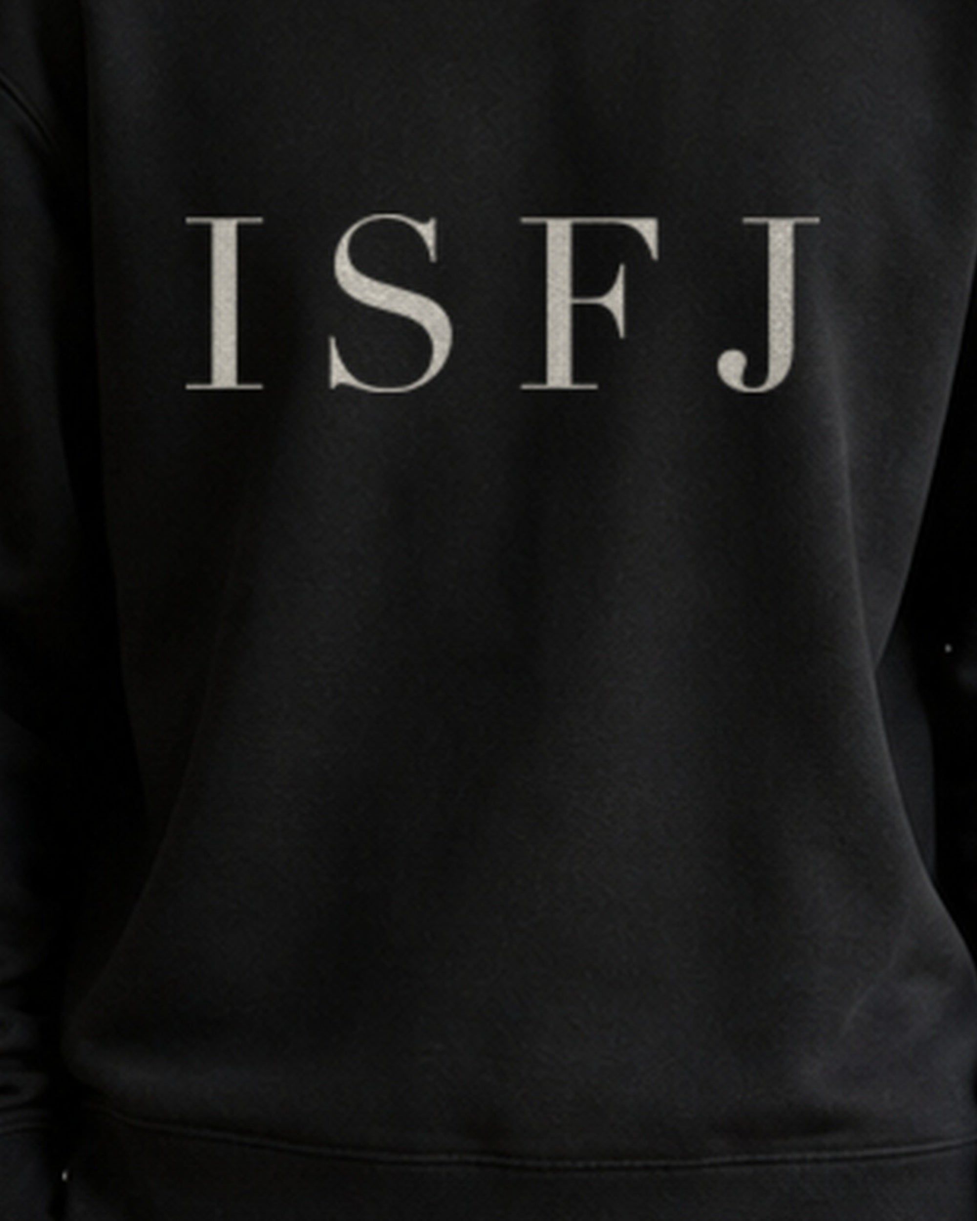 The Typese ISFJ Gildan crewneck sweatshirt in black, male front print close