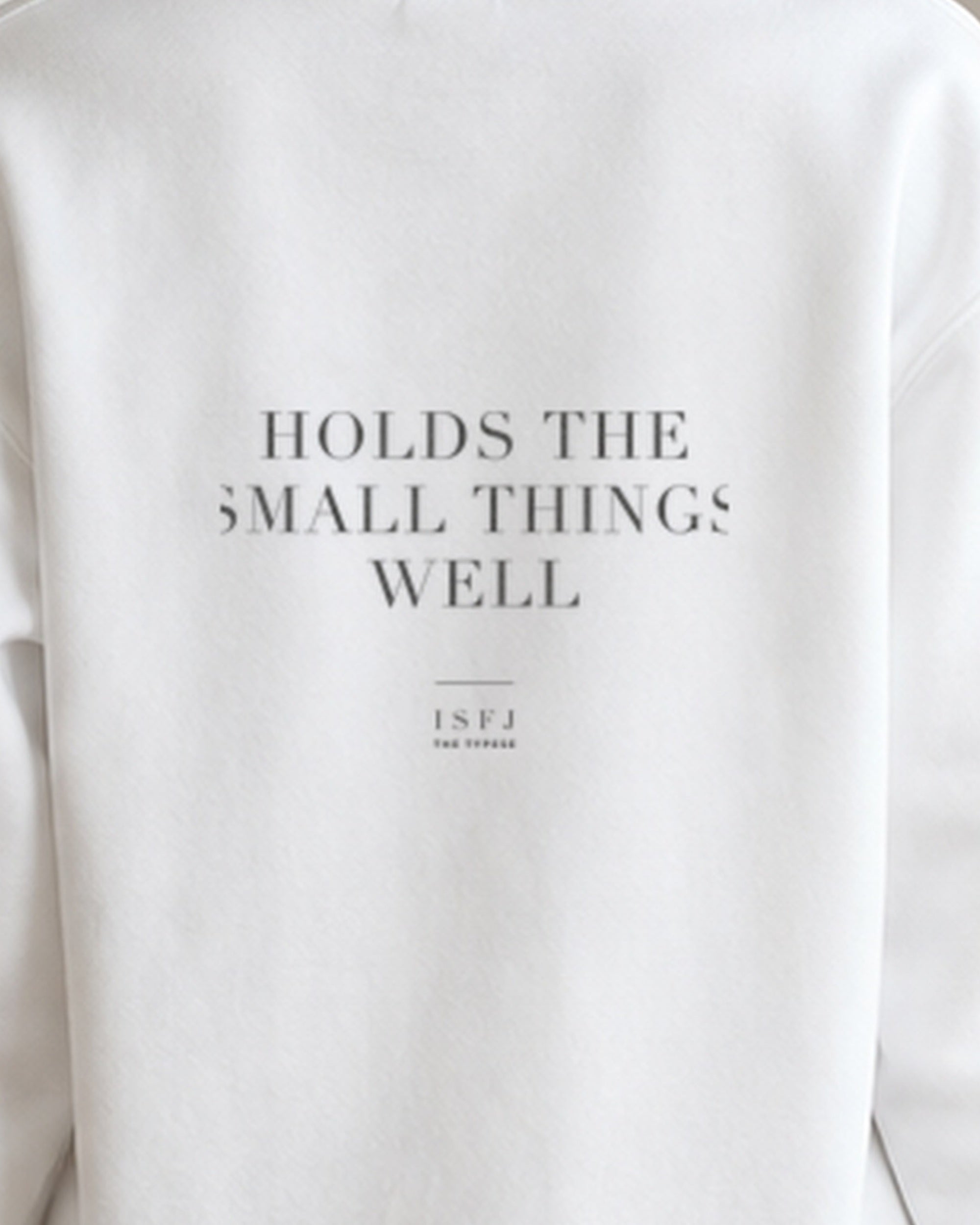 The Typese ISFJ Gildan crewneck sweatshirt in white, female back print close